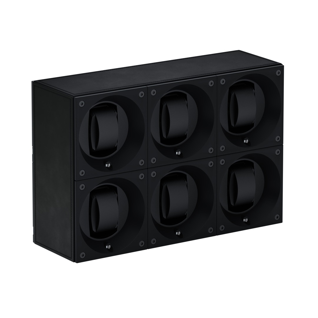 SwissKubik Masterbox Leder Schwarz - 6 Uhren