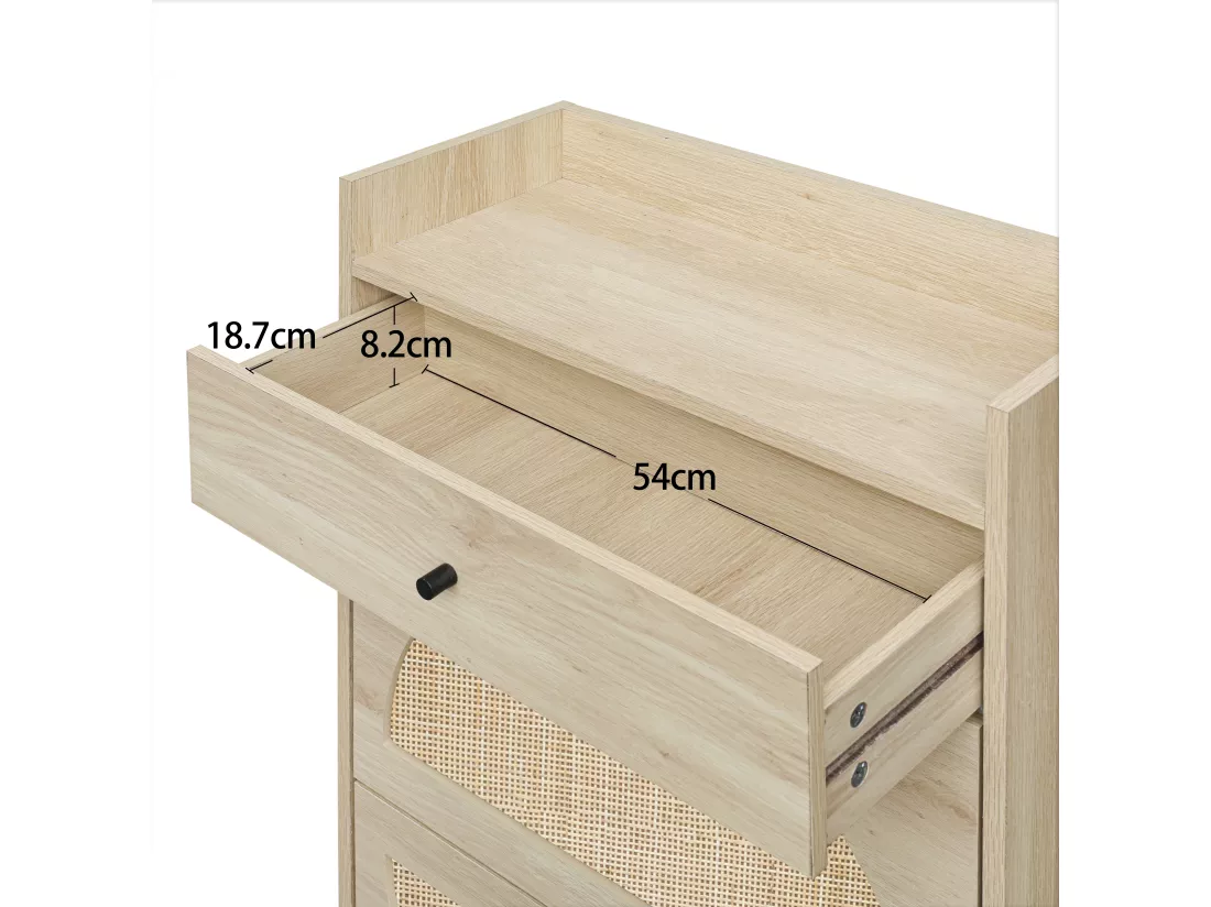 Haobosic - Meuble à chaussures avec 2 portes et 1 tiroir, design en rattan naturel, étagères ajustables, 60 cm, sans dos, idéal pour couloir