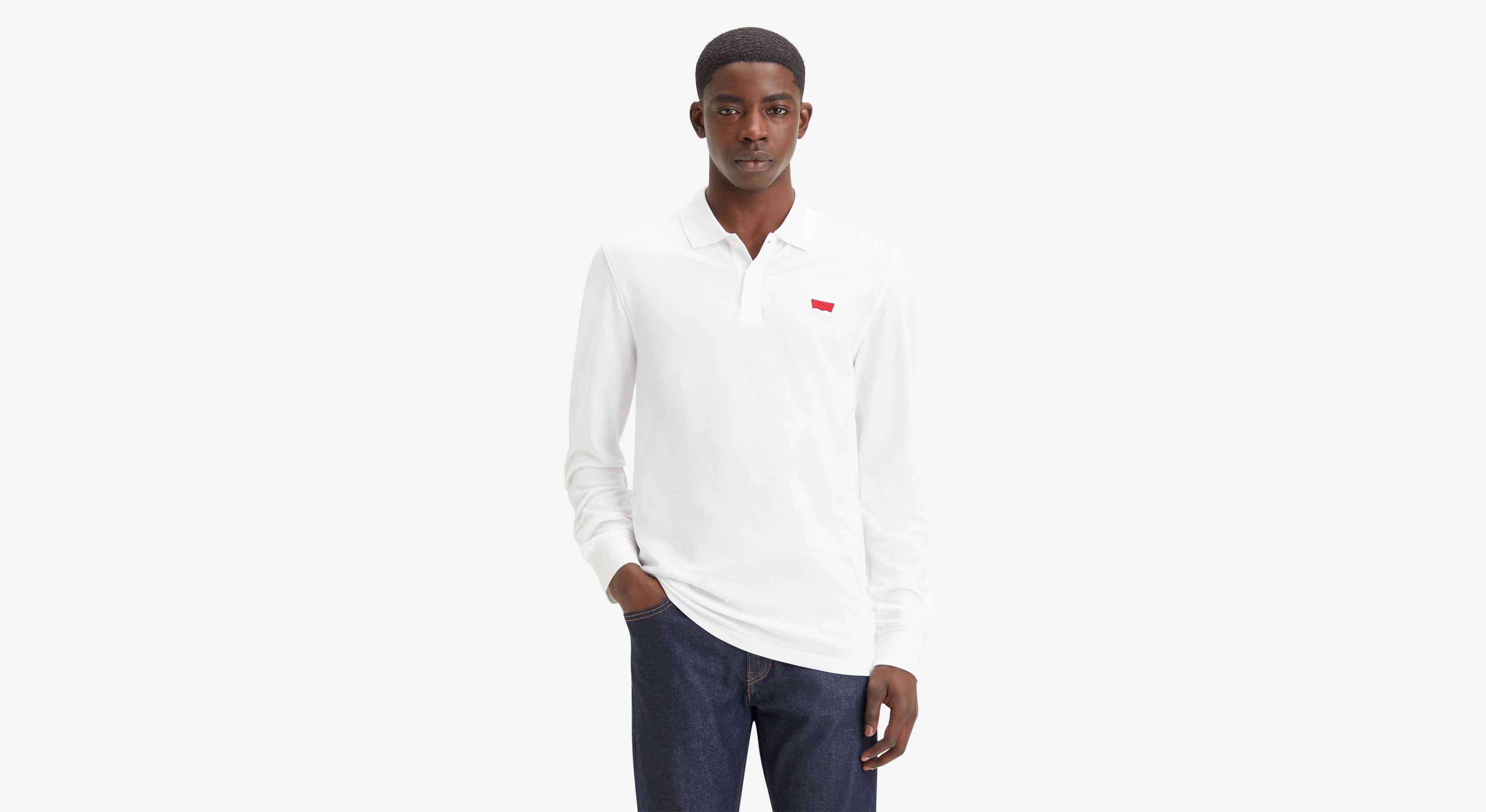 Polo manche longue Housemark slim - Bright White - Blanc