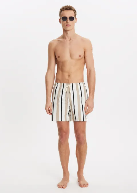 Zwembroek met verticale strepen off-white (WIT.O)