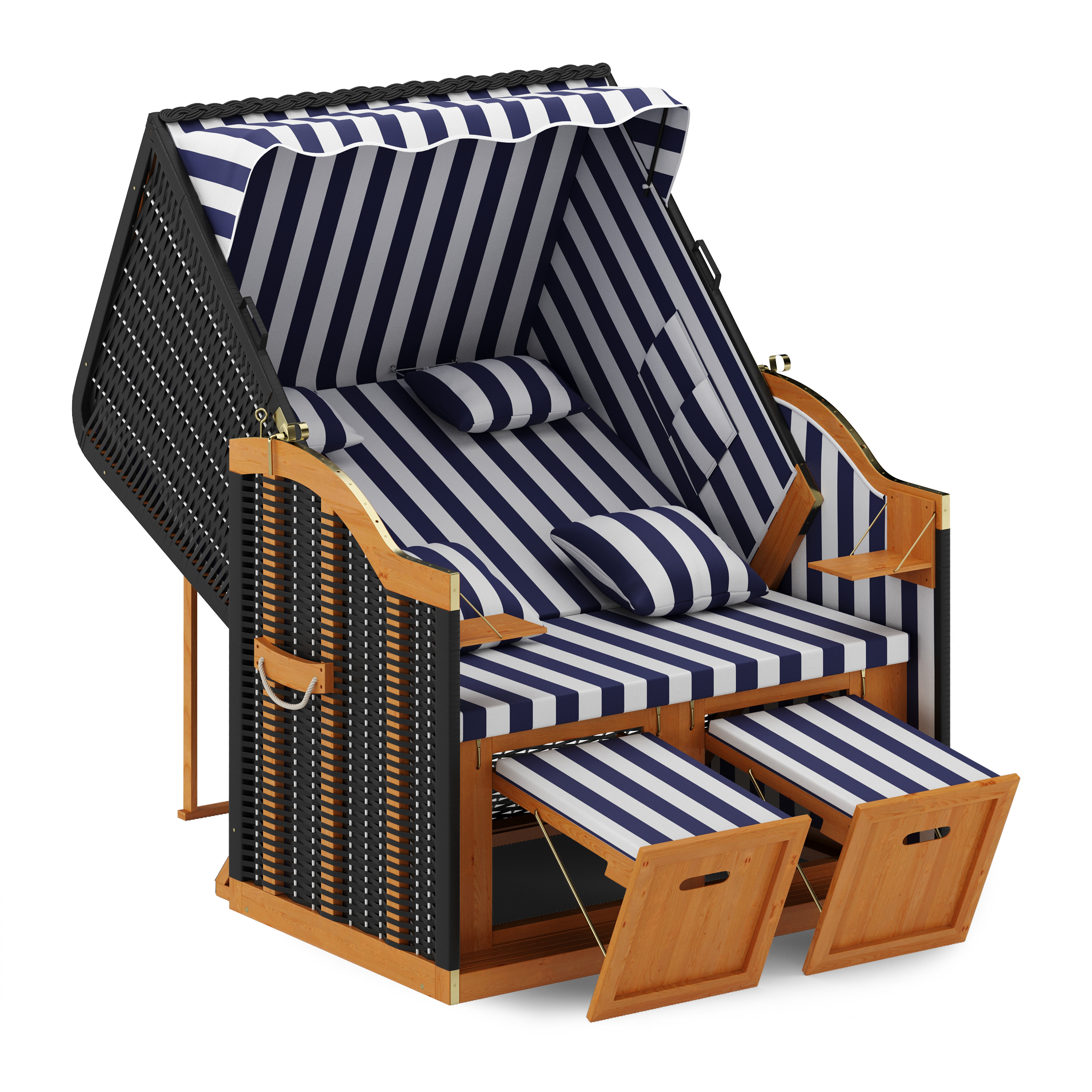 Strandkorb blau/weiss
