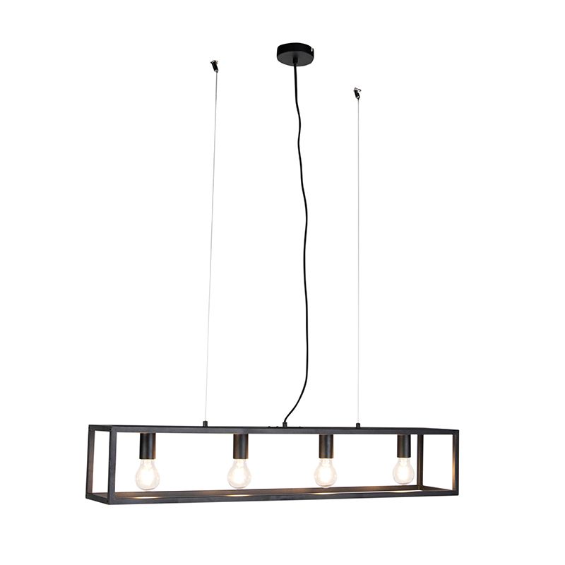 Smart industriële hanglamp zwart incl. 4 WiFi A60 - Cage