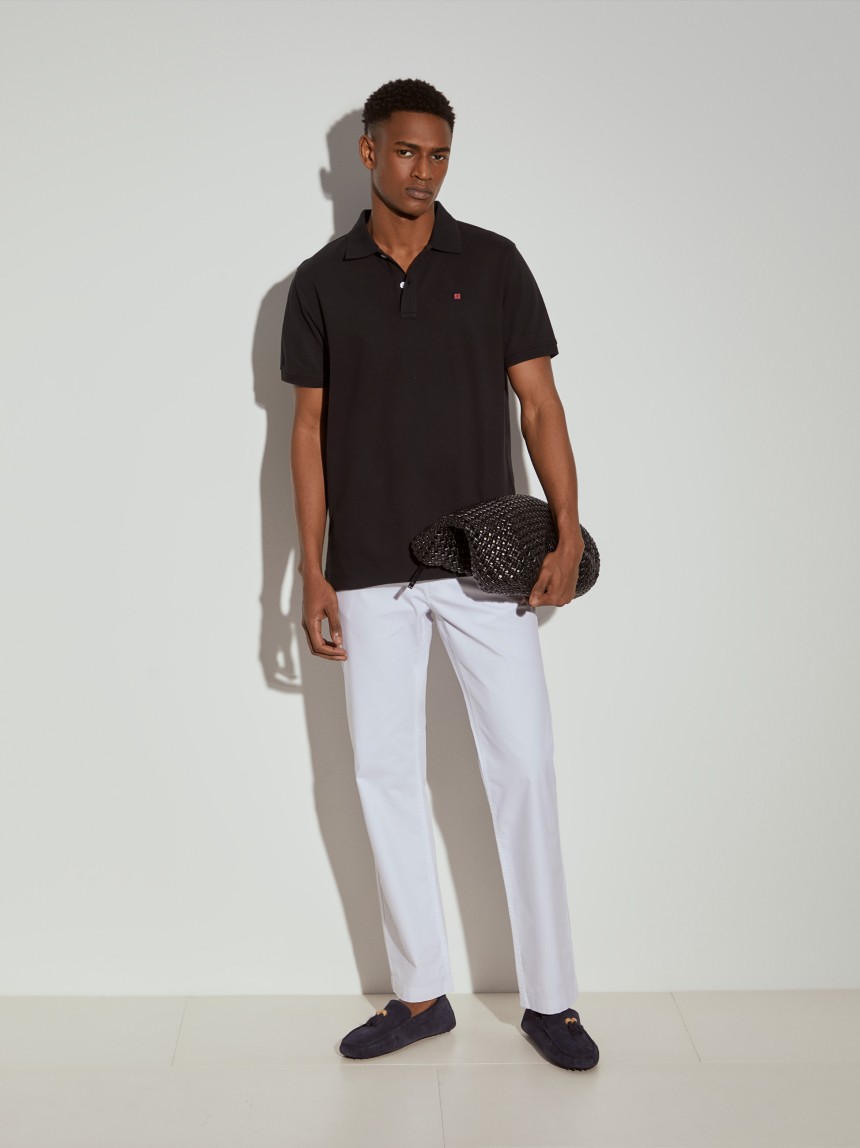 Polo piqué regular fit em algodão