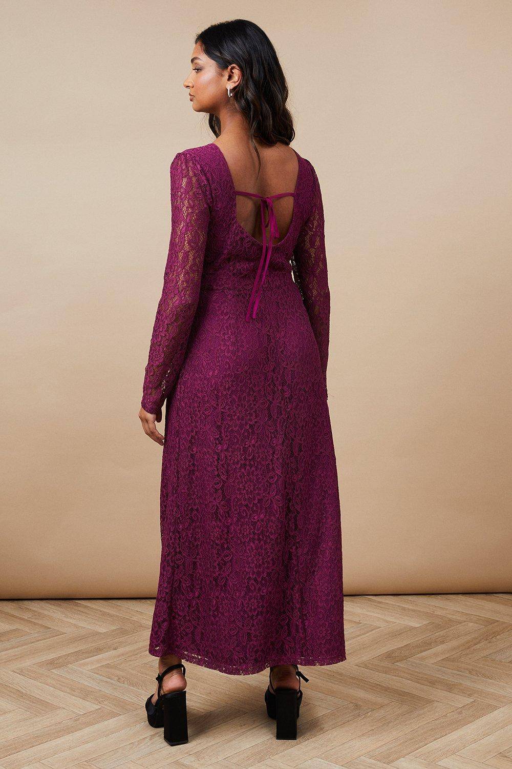 Oasis Robe Midi Petite Occasion en Dentelle avec Dos Ajouré