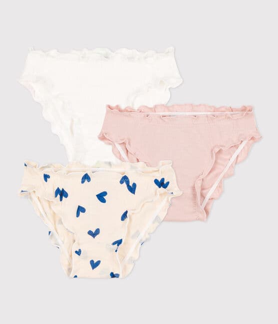 Coffret cadeau pyjama et culottes imprimé cœurs bleus en coton