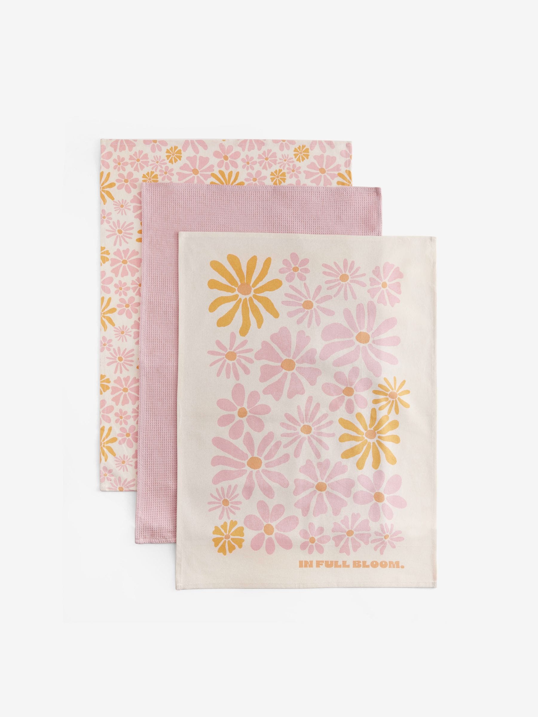 Set of 3 100% Cotton Gracie Floral Tea Towels