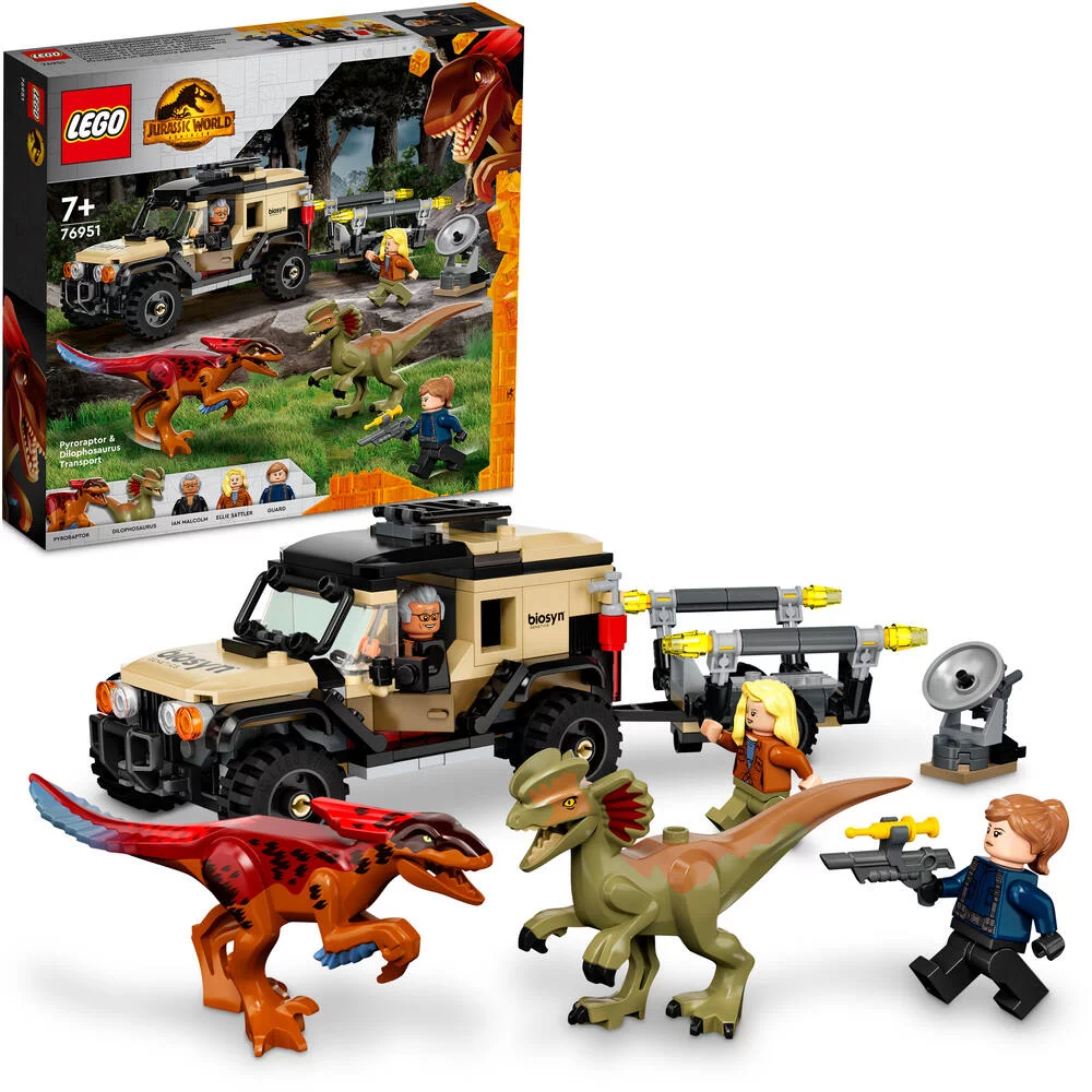 LEGO®JURASSIC WORLD™ 76951 - LE TRANSPORT DU PYRORAPTOR ET DU DILOPHOSAURUS