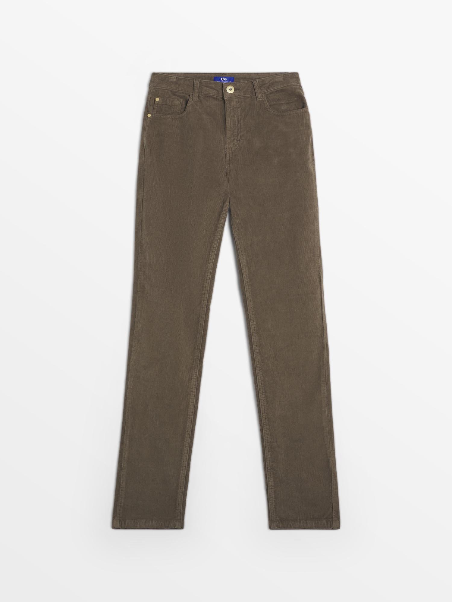 Pantalon Femme Velours Côtelé Kaki