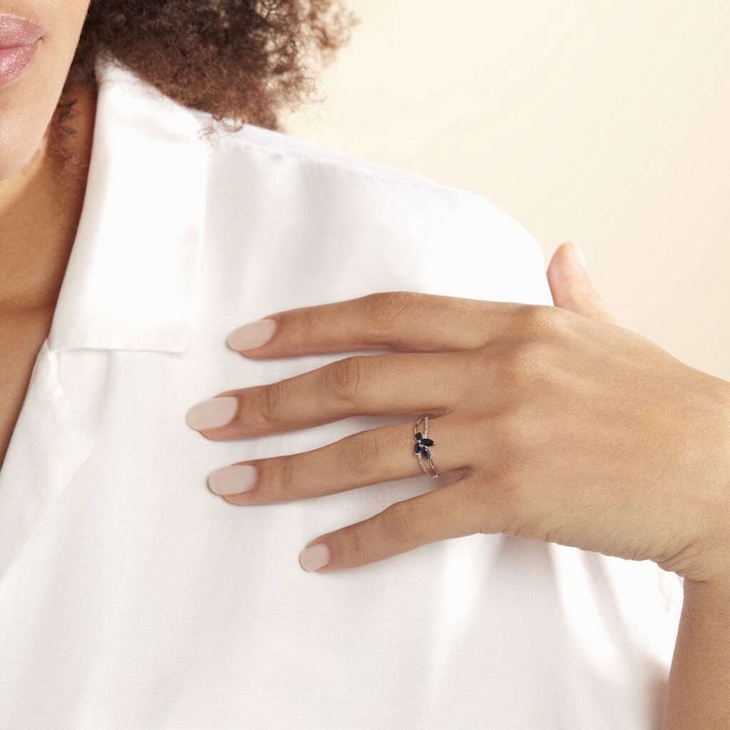 Bague Lupe Or Blanc Saphir Et Diamant