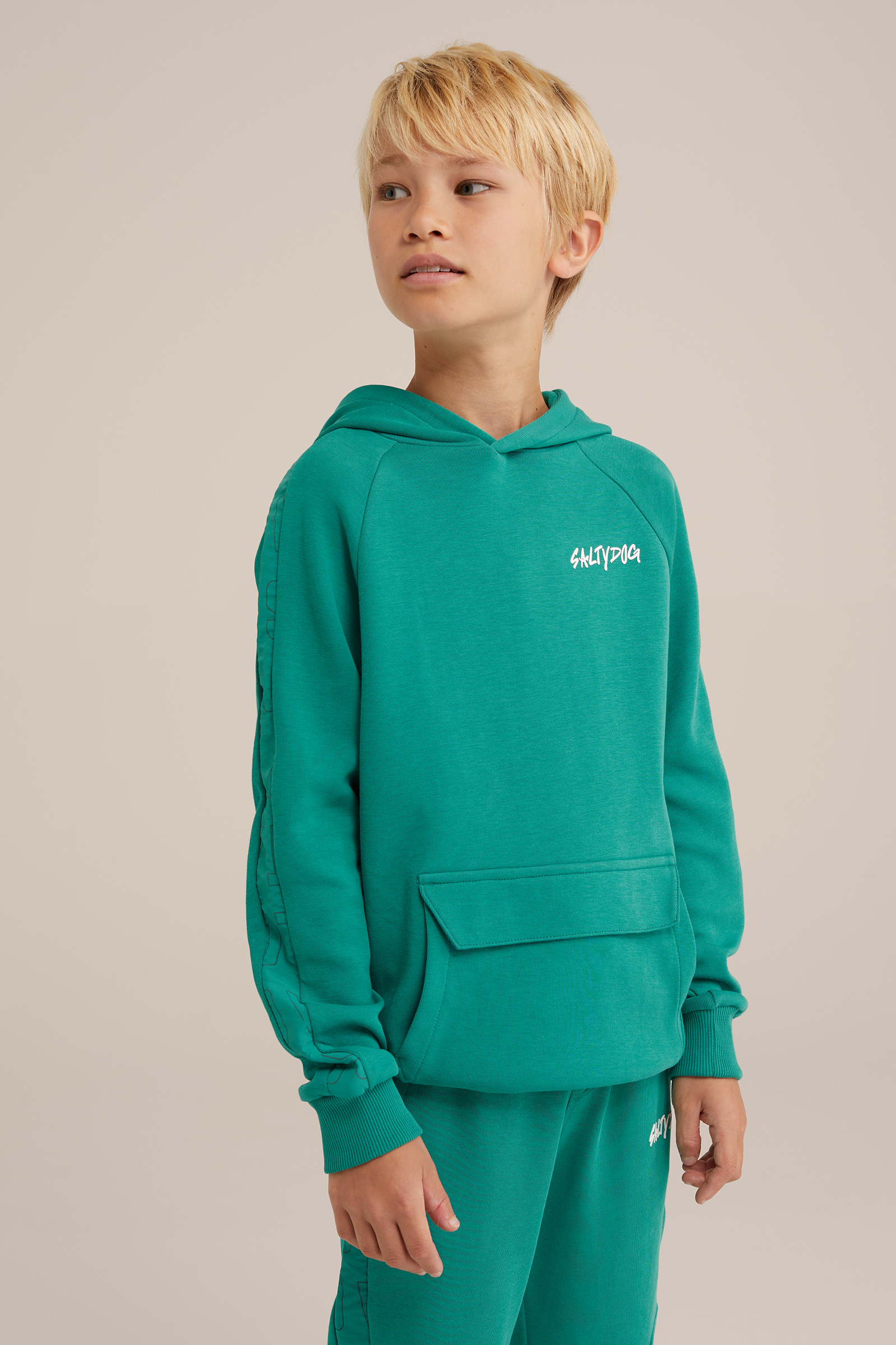 Jongens hoodie met opdruk Salty Dog Petrol
