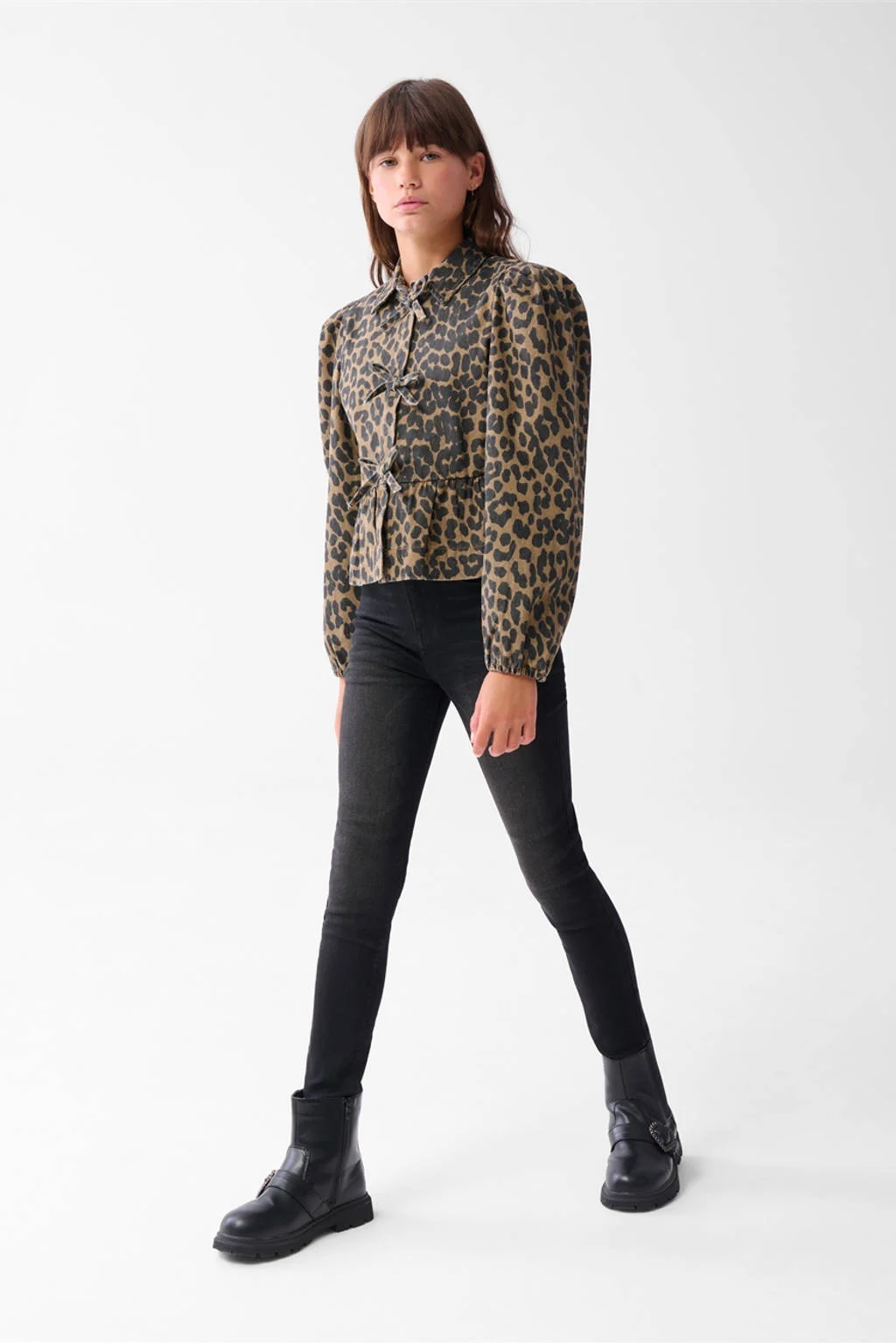 Shoeby blouse met panterprint bruin/zwart