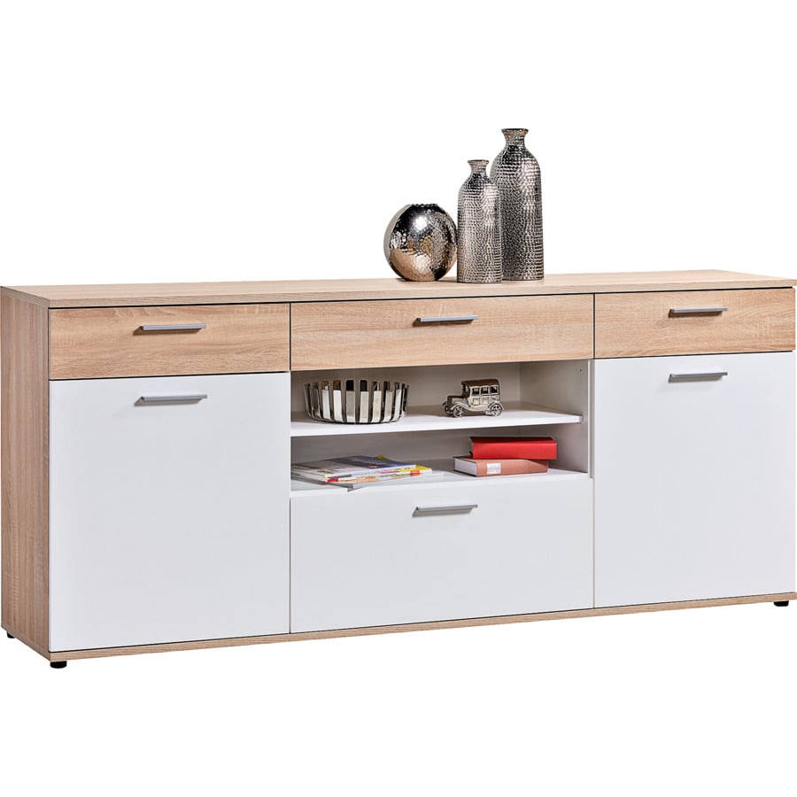 Schwebetürenschrank Luzern Dekor 270 x 210 x 64 cm, mit Spiegel graphit