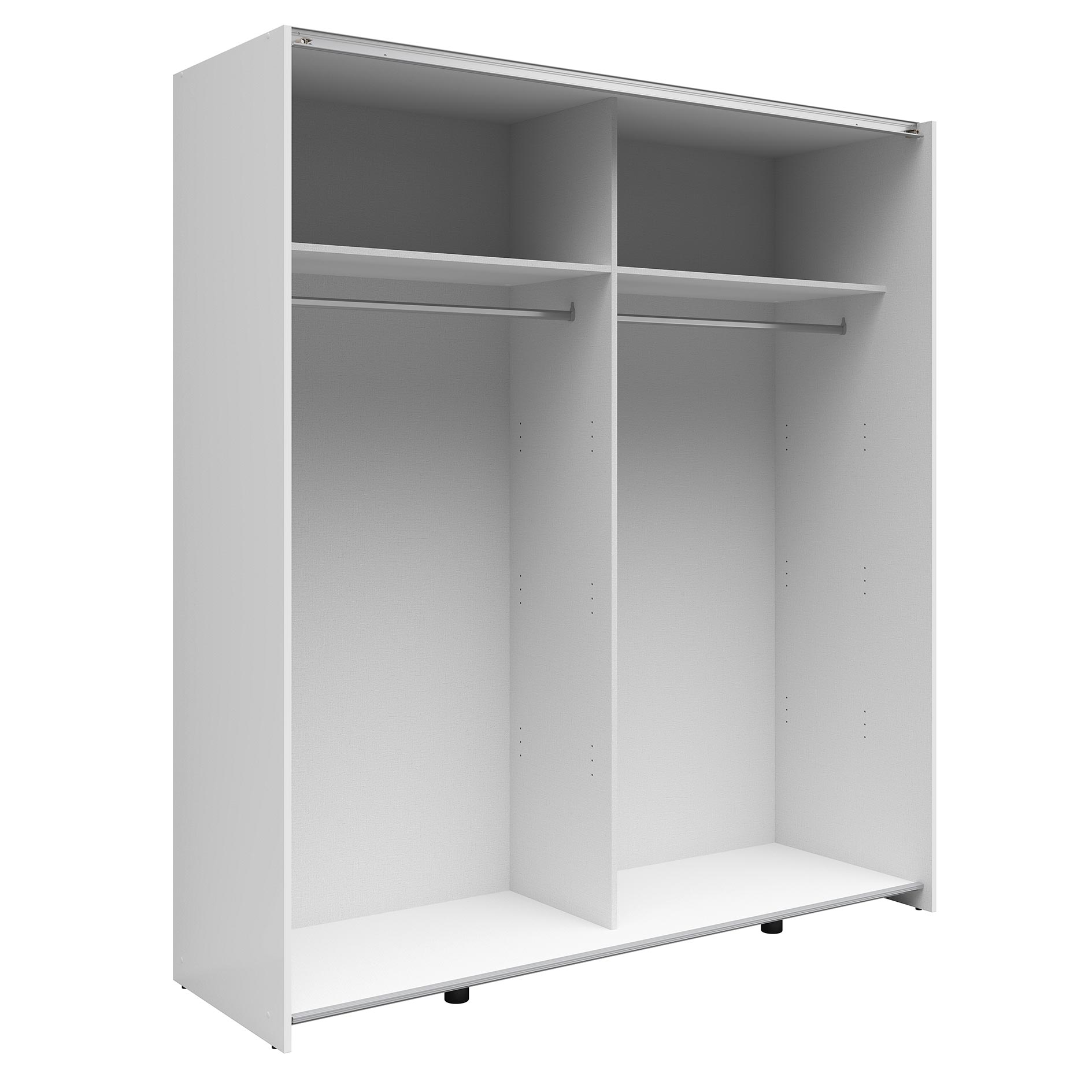 Schwebetürenschrank - weiß - 2 Kleiderstangen - 170 cm