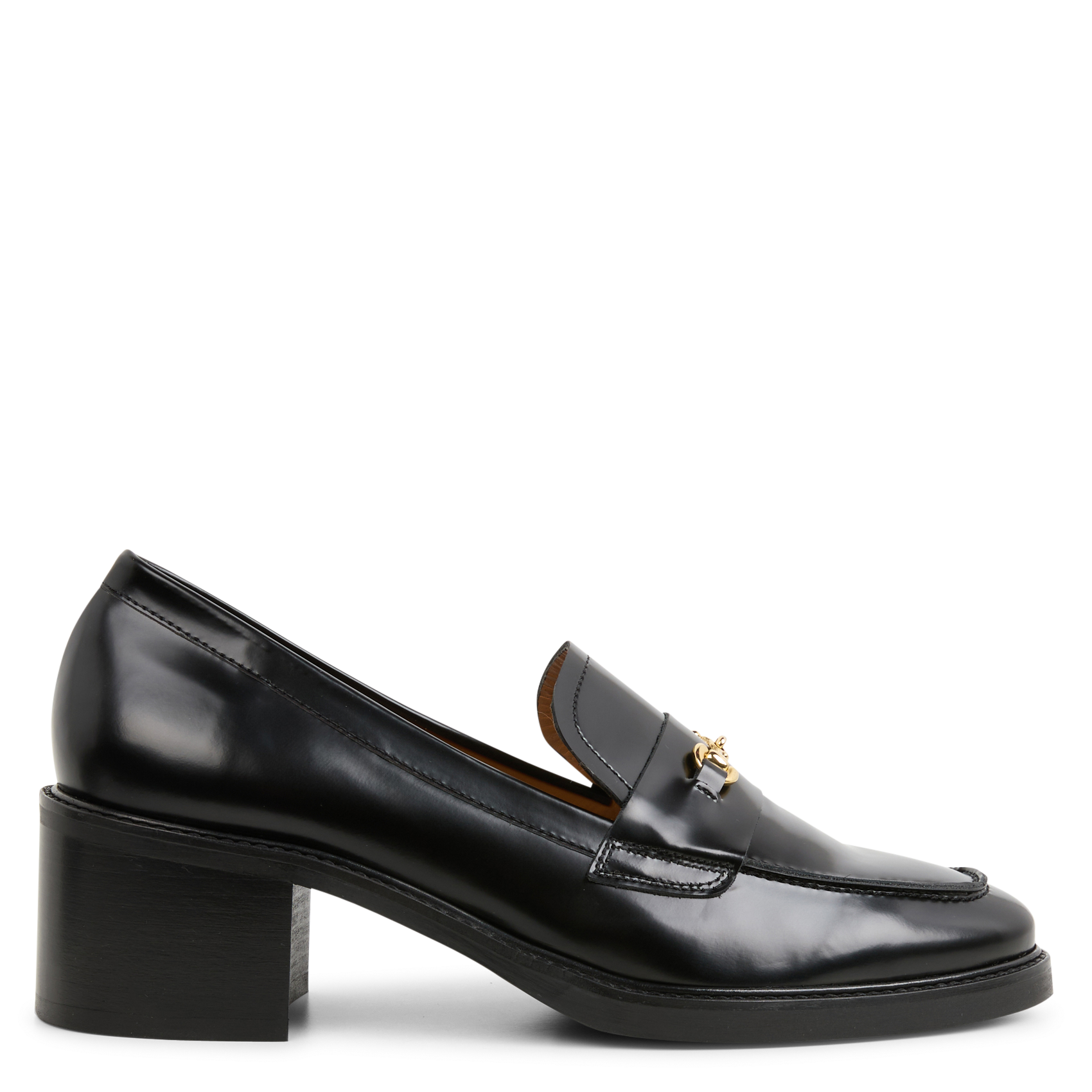 N°80 - Mocassins à talon en cuir | Noir