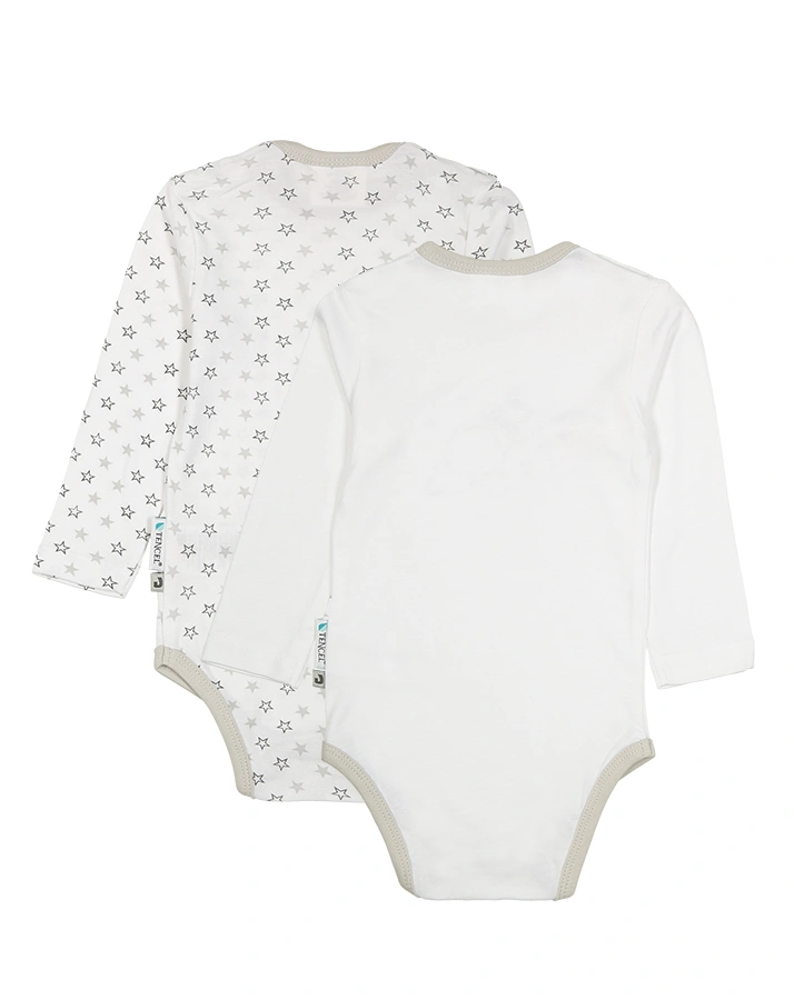 Langarm-Body BABY BEAR 2er-Pack in weiß/grau
