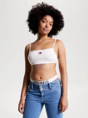 Top cropped ultra com amarração nas costas e distintivo