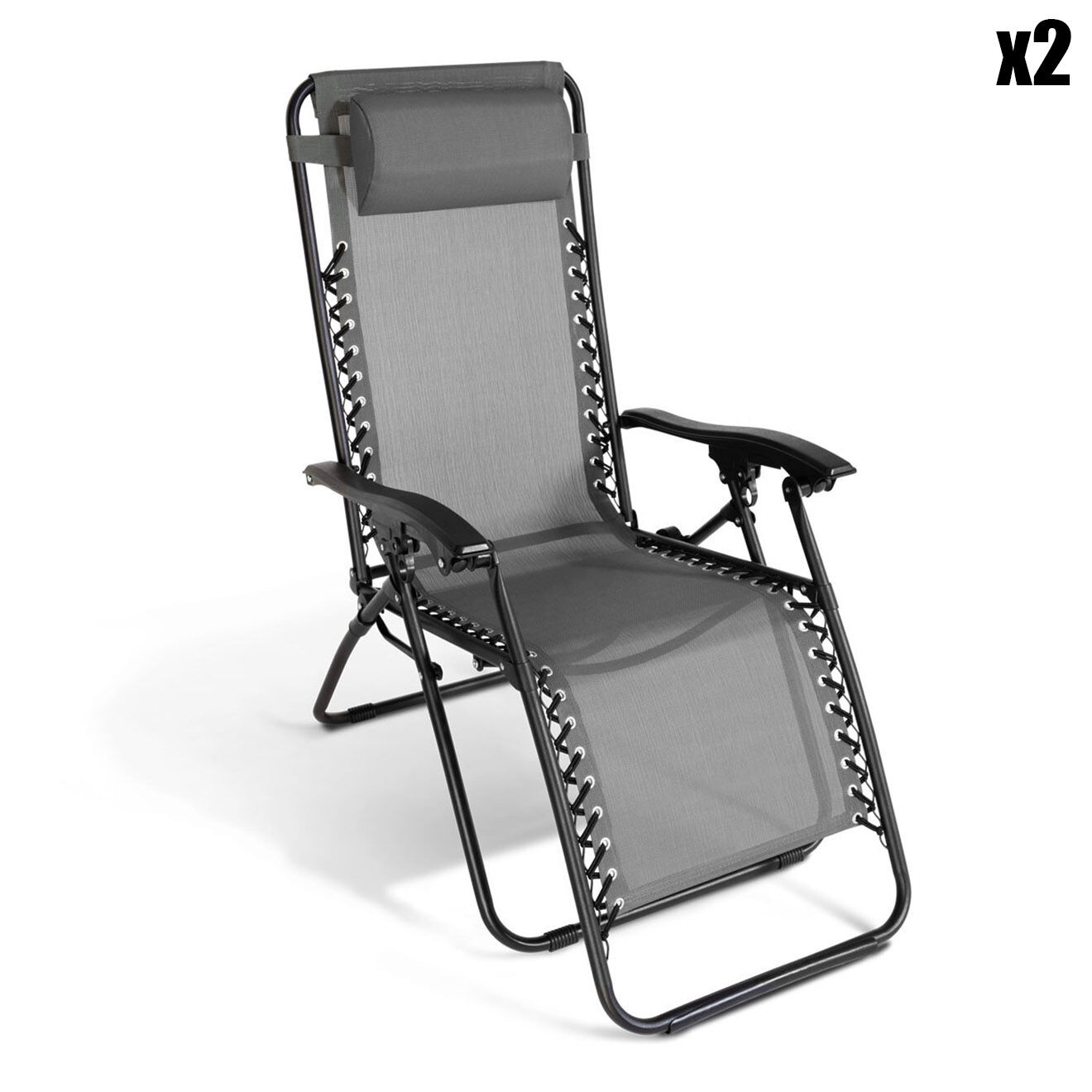 Pratik Garden 2 Fauteuils de jardin Relax anthracite - 70x110x92 cm