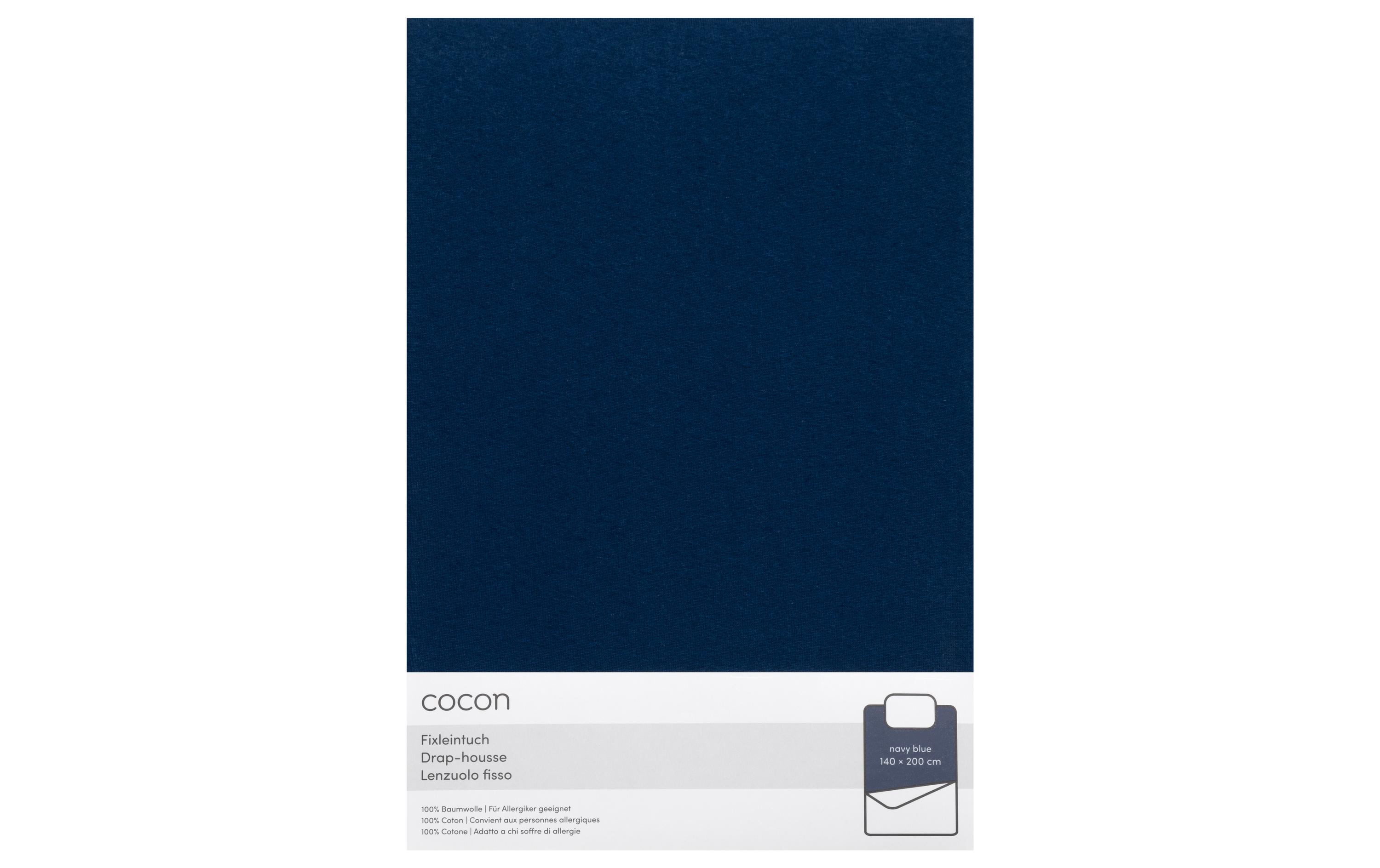 Fixleintuch 140-160 x 200 cm, MarineblauSpannbettlaken aus reinem Baumwolljersey