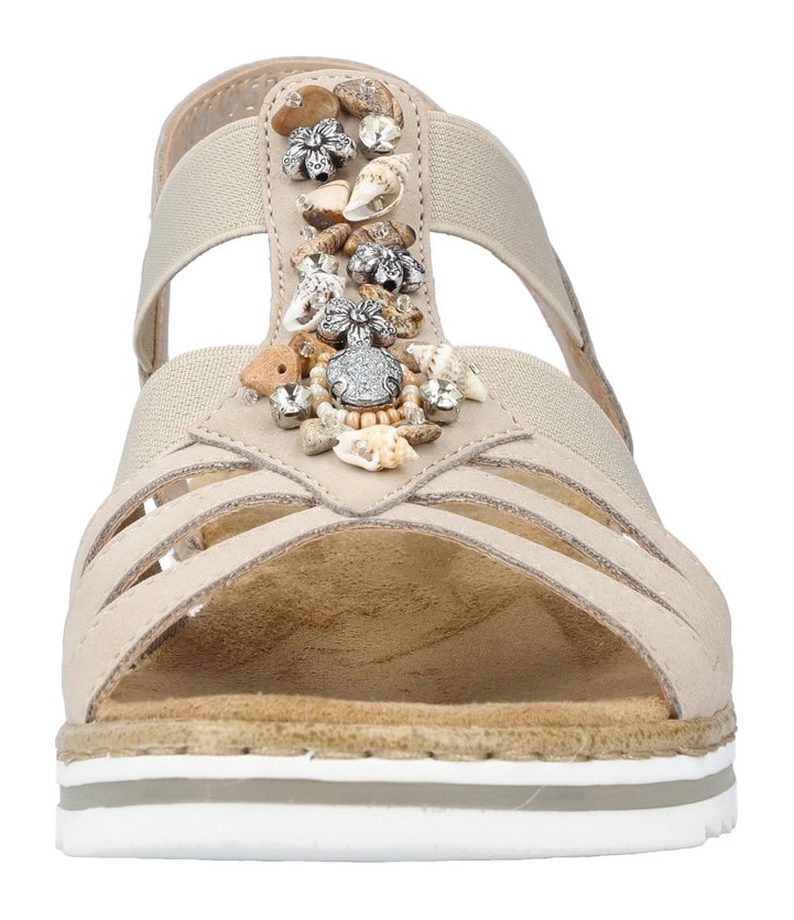 Rieker Riemchensandale  , Sommerschuh, Sandalette, Keilabsatz, mit sommerlicher Verzierung