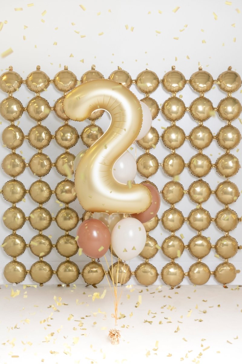 2 Jaar Cijfer Ballon Goud Satijn Folie Leeg 86cm