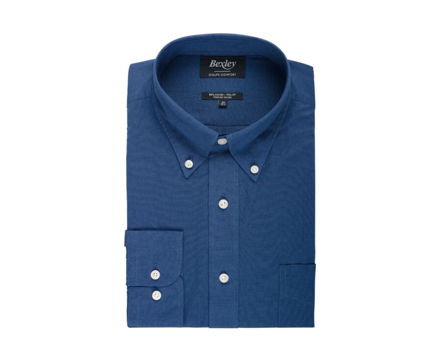 Chemise manches longues coton et lin Indigo - COLTEN