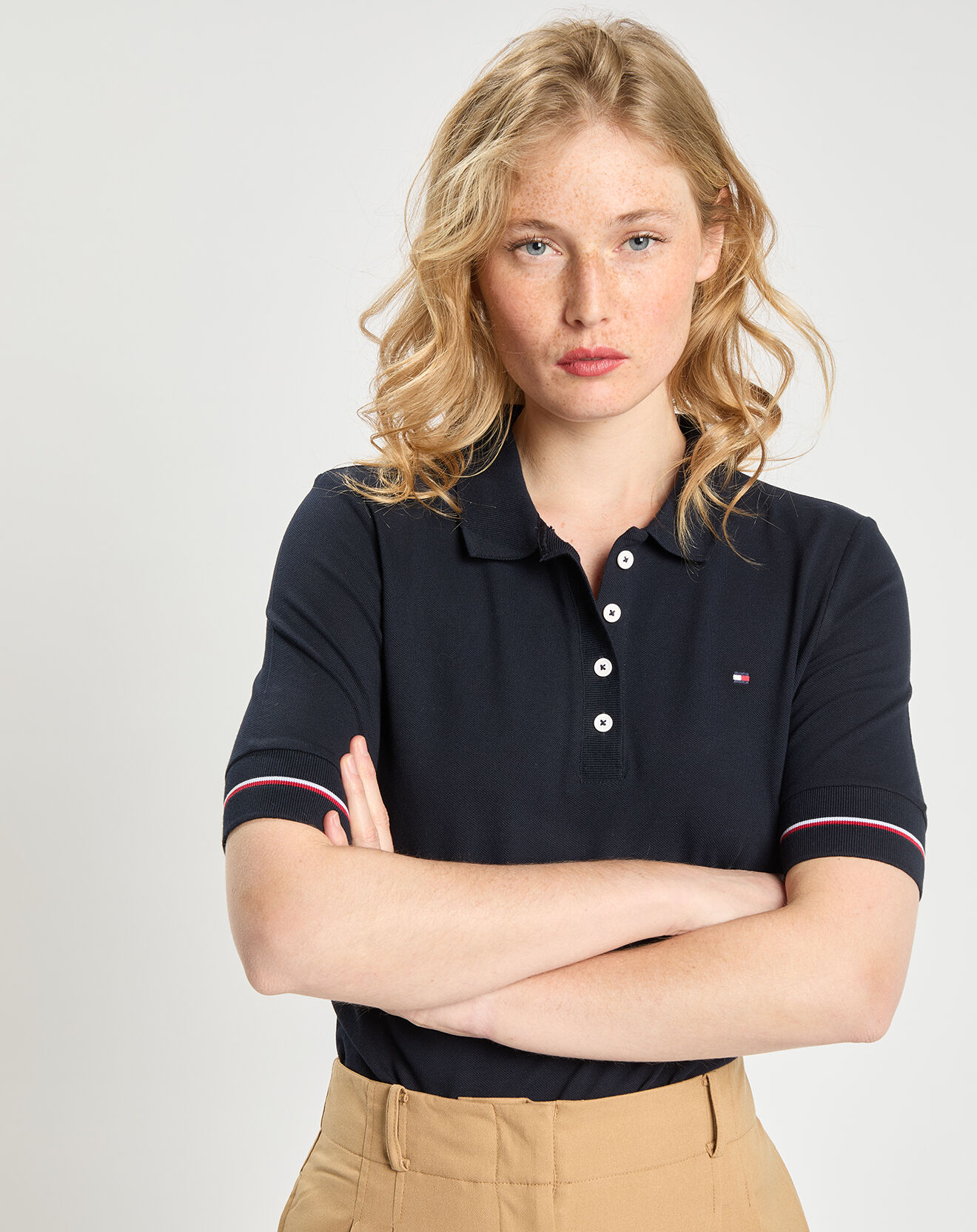 Tommy Hilfiger Polo Regular Global Stripe bleu marine