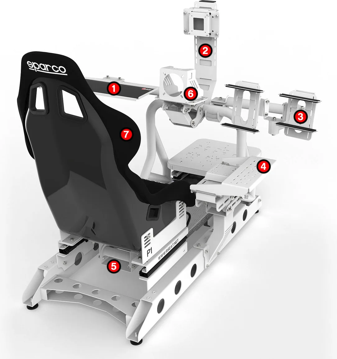 rSeat P1 Blanc Sièges simulation gaming