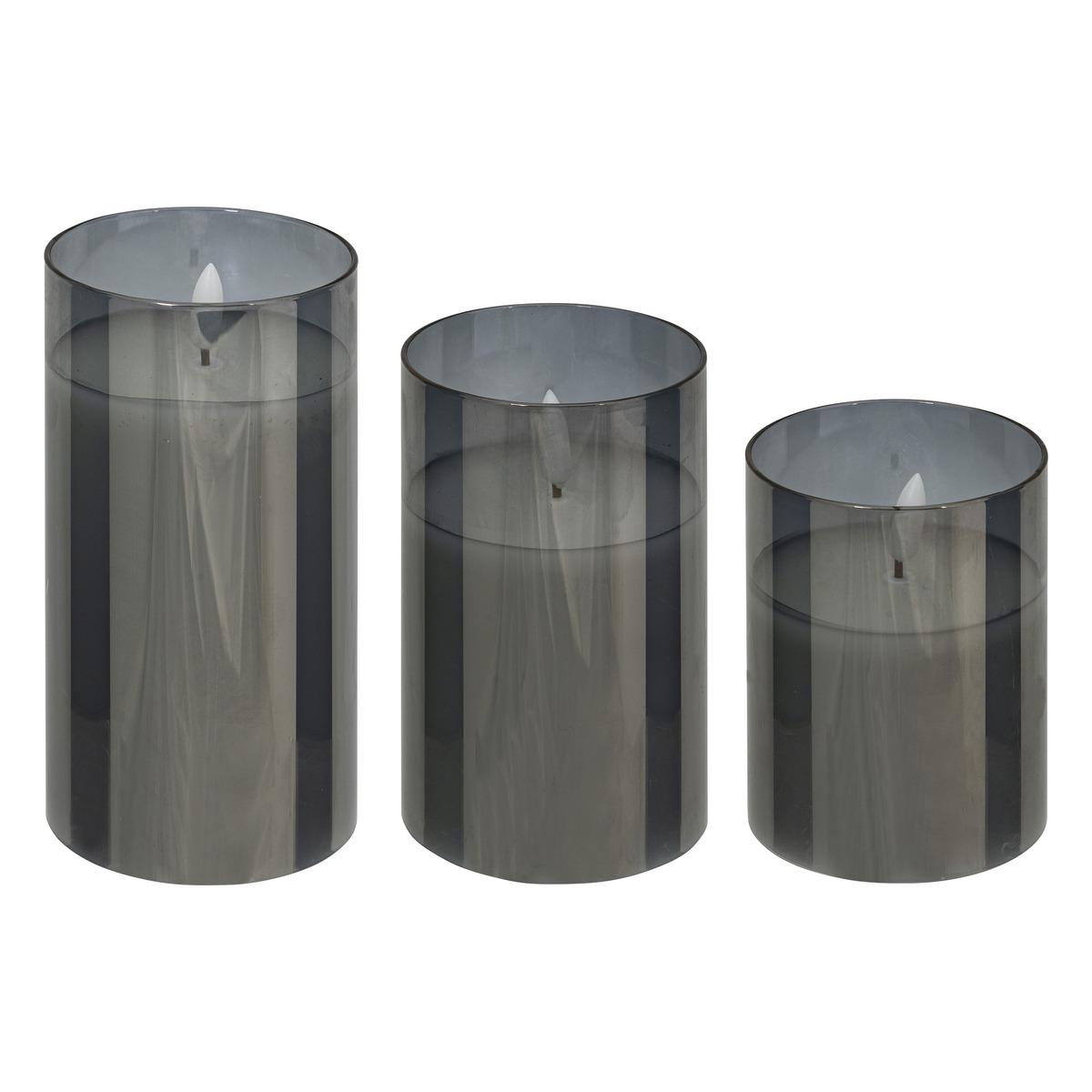 COFFRET 3 BOUGIES LED VERRE SENA NOIR