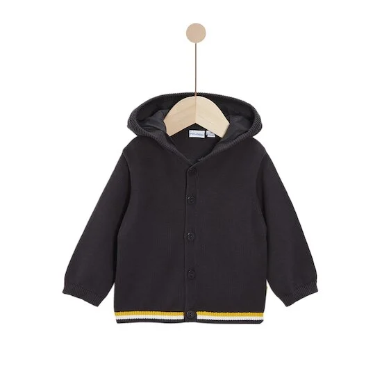 Veste en tricot à capuche   Gris        de               P'tit bisou