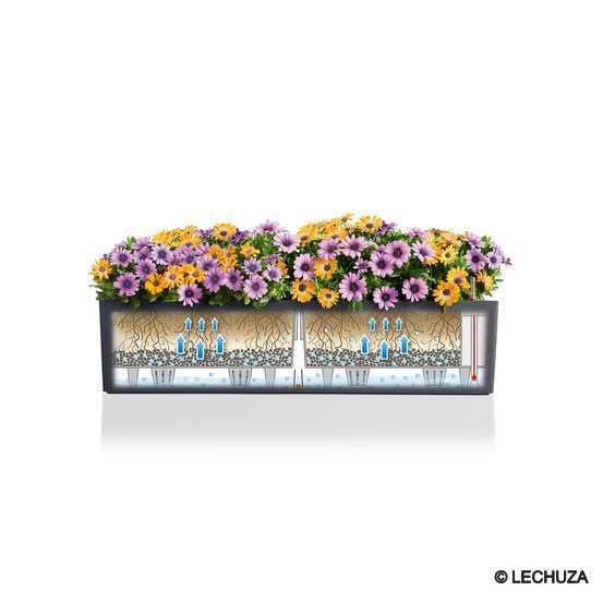Jardinière balconera color en plastique gris ardoise - 79x19x19 cm