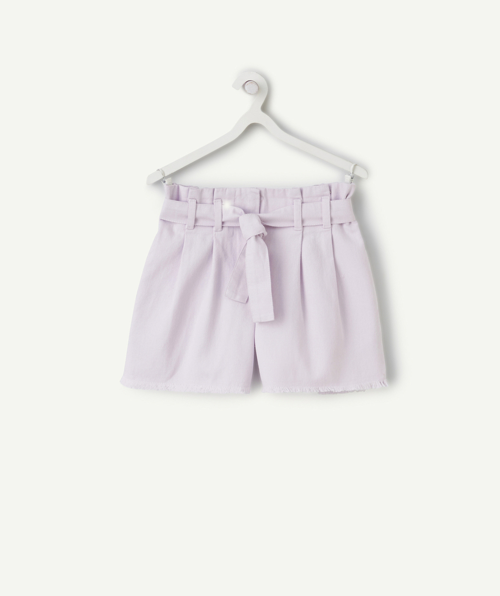 short fille violet effiloché avec ceinture