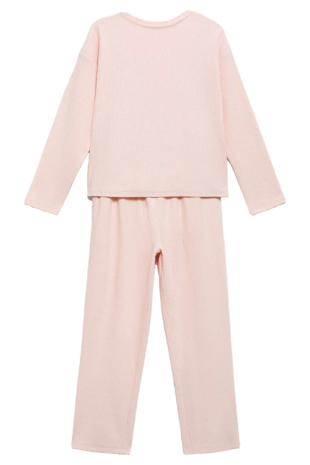 Mango Kids pyjama lichtroze rib gebreid