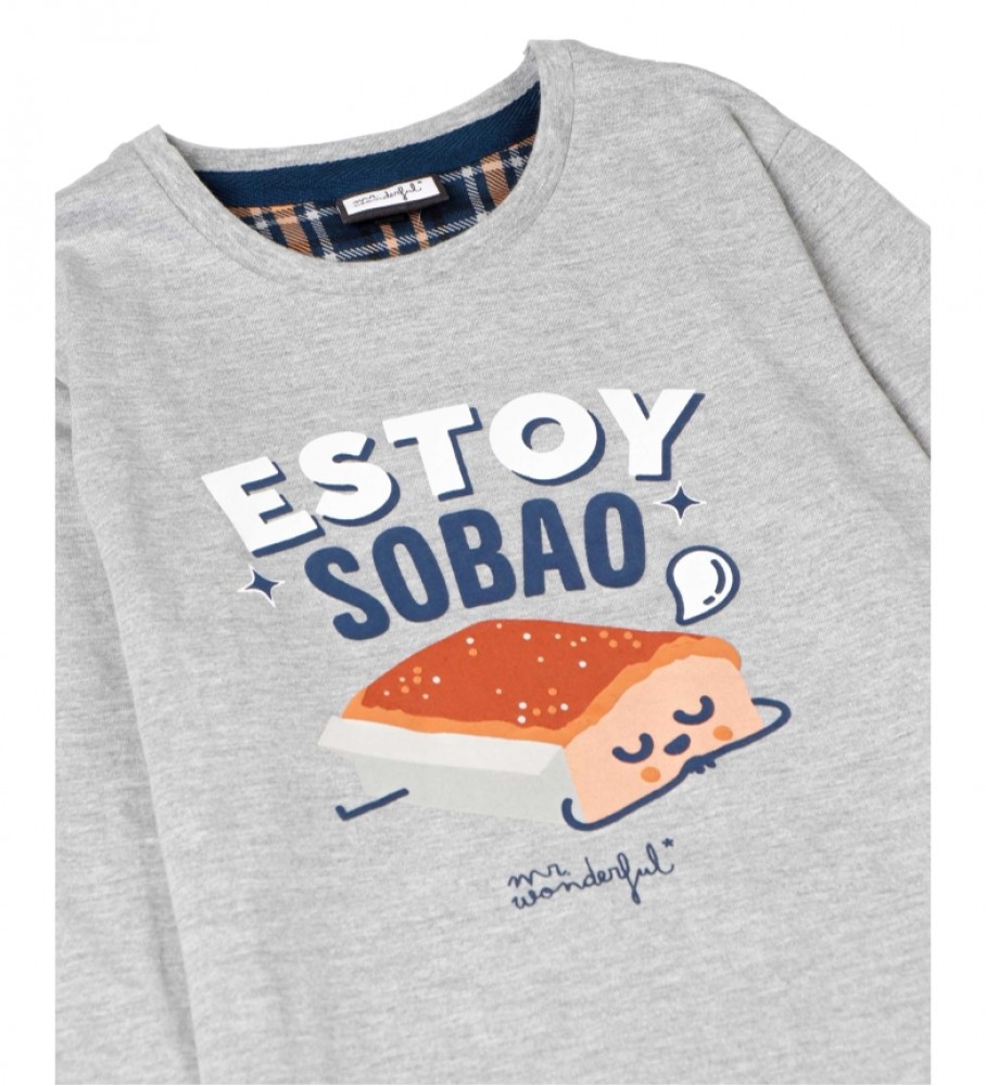 Pijama Aznar Innova Sobao cinza e azul