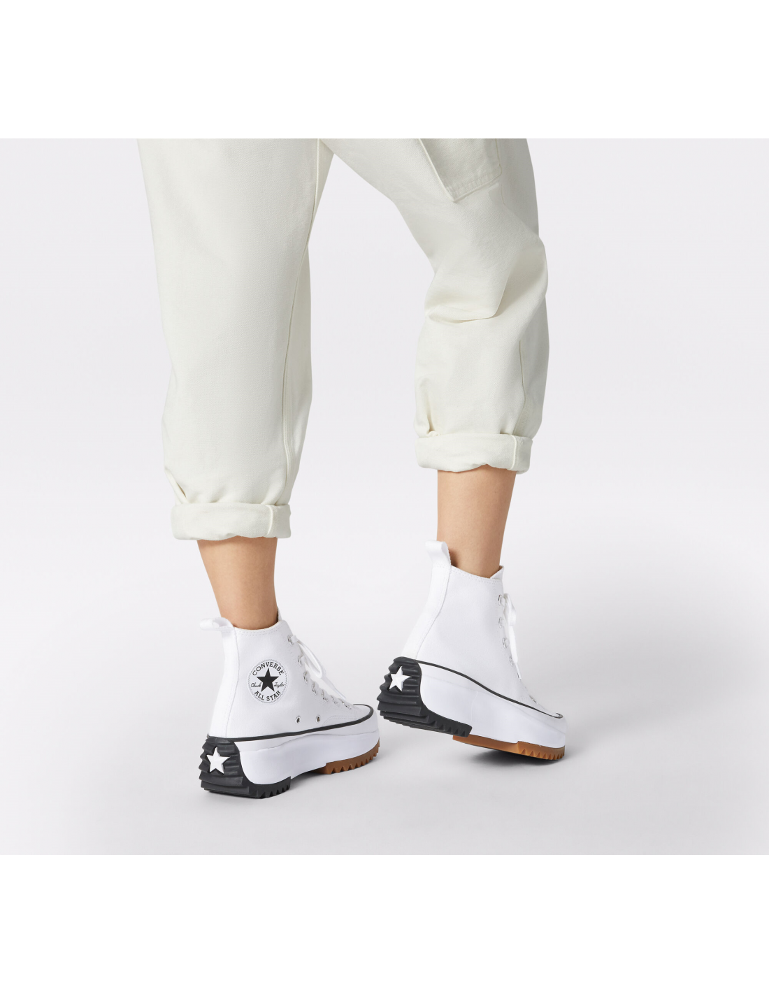 converse sneakers compensées montantes femme run star hike hi blanc