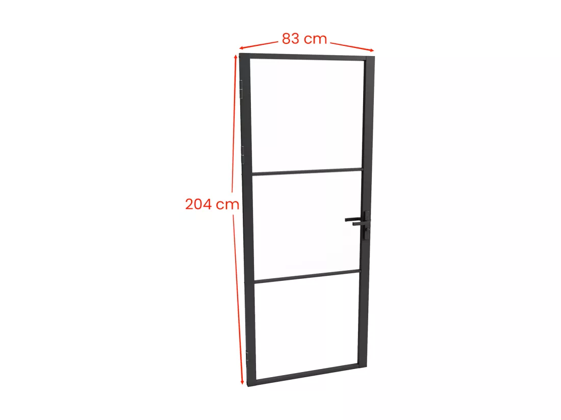 Bloc porte réversible en aluminium et verre trempé - H204 x L83 cm - Noir - MASERU