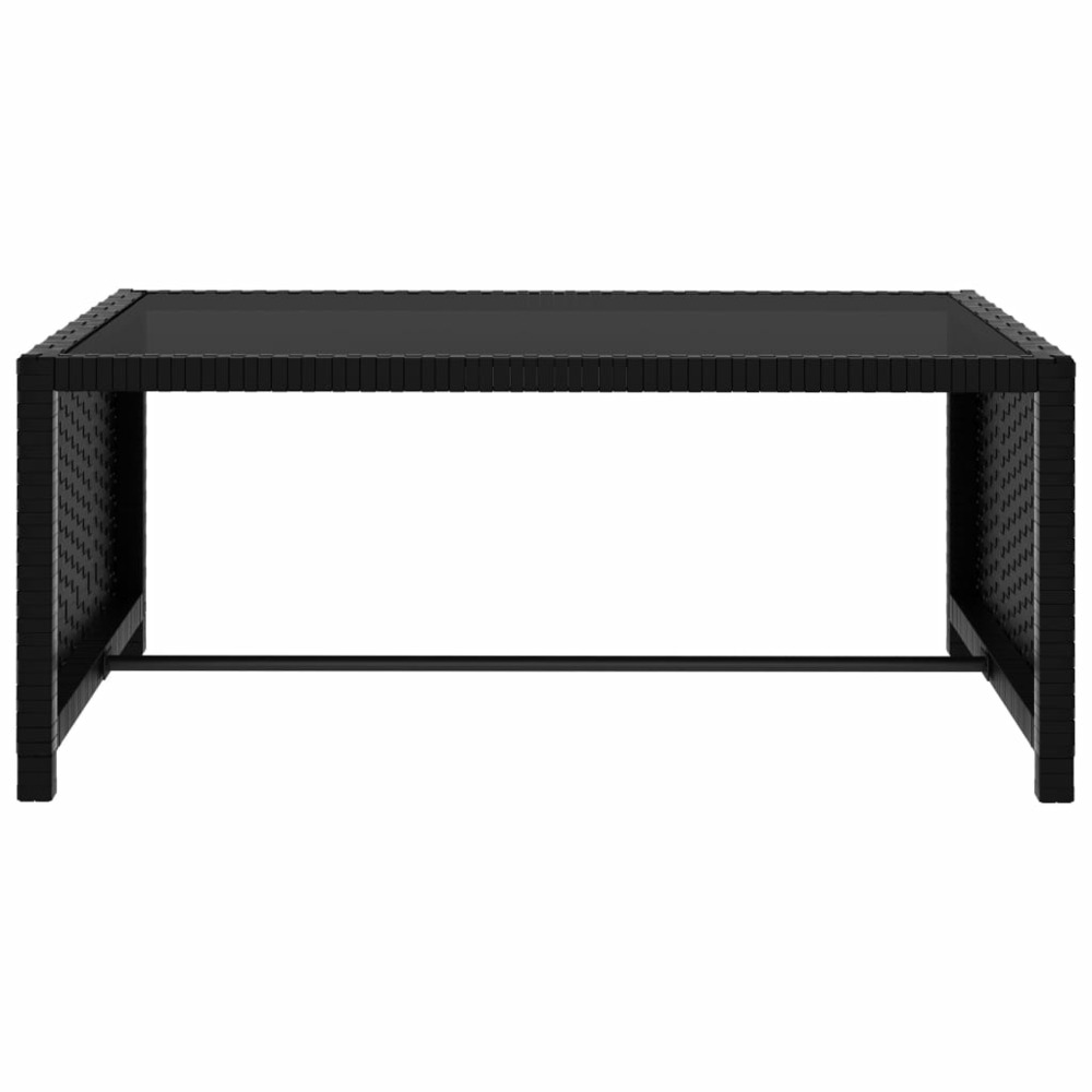 Lot de 2 transats chaise longue bain de soleil lit de jardin terrasse meuble d'extérieur avec table résine tressée noir 02_0