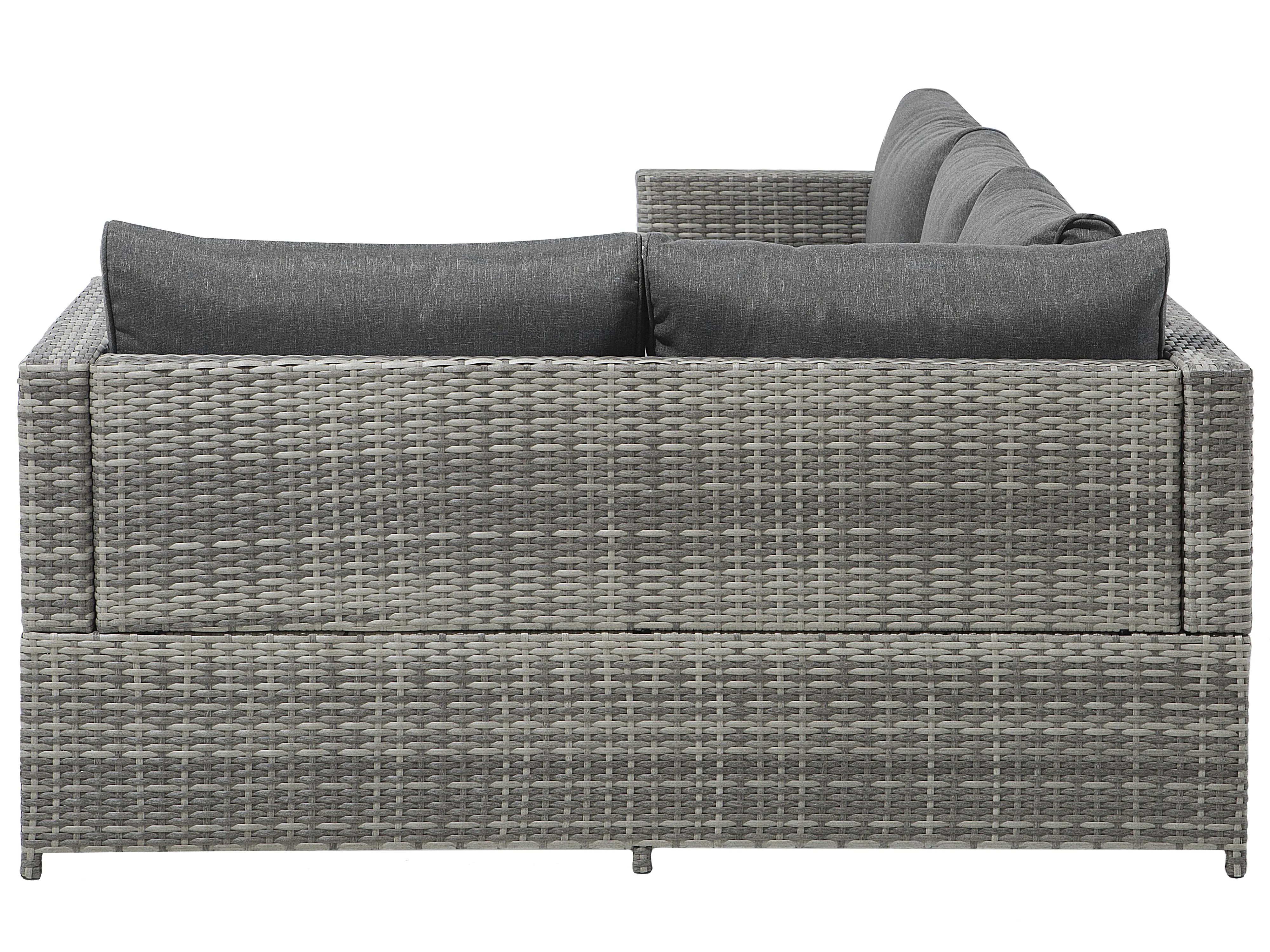 Tuin hoekloungeset met tafel 4-zits AVOLA linkszijdig PE rotan Grijs