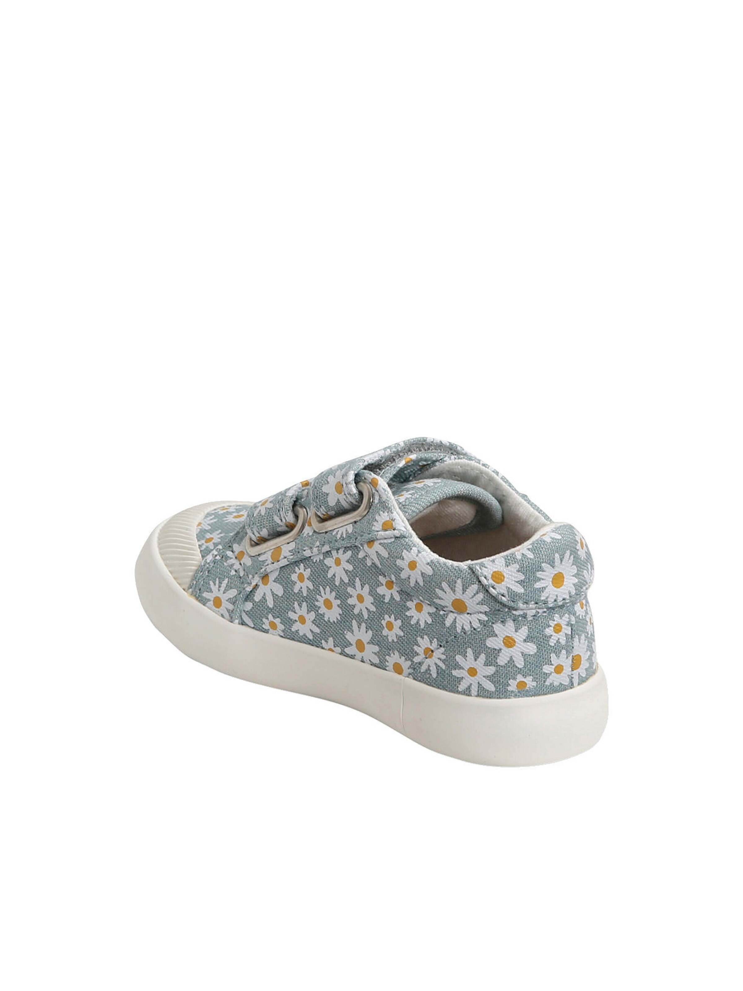 Vertbaudet Mädchen Baby Stoffschuhe, Klett blau bedruckt