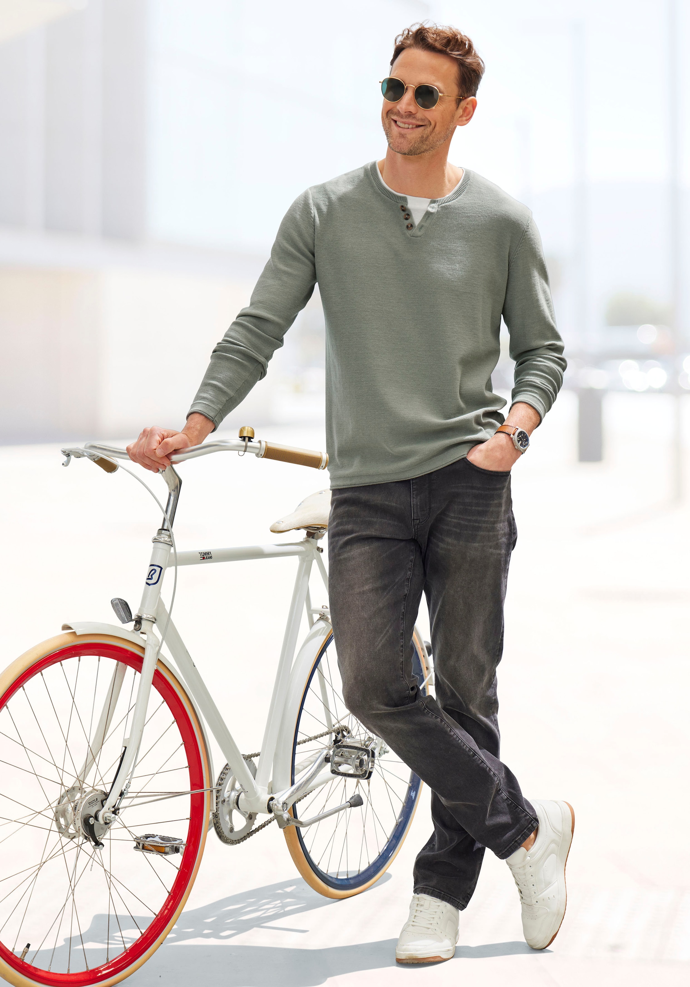John Devin 5-Pocket-Jeans »Straight-fit Jeans« aus elastischer Denim-Qualität
