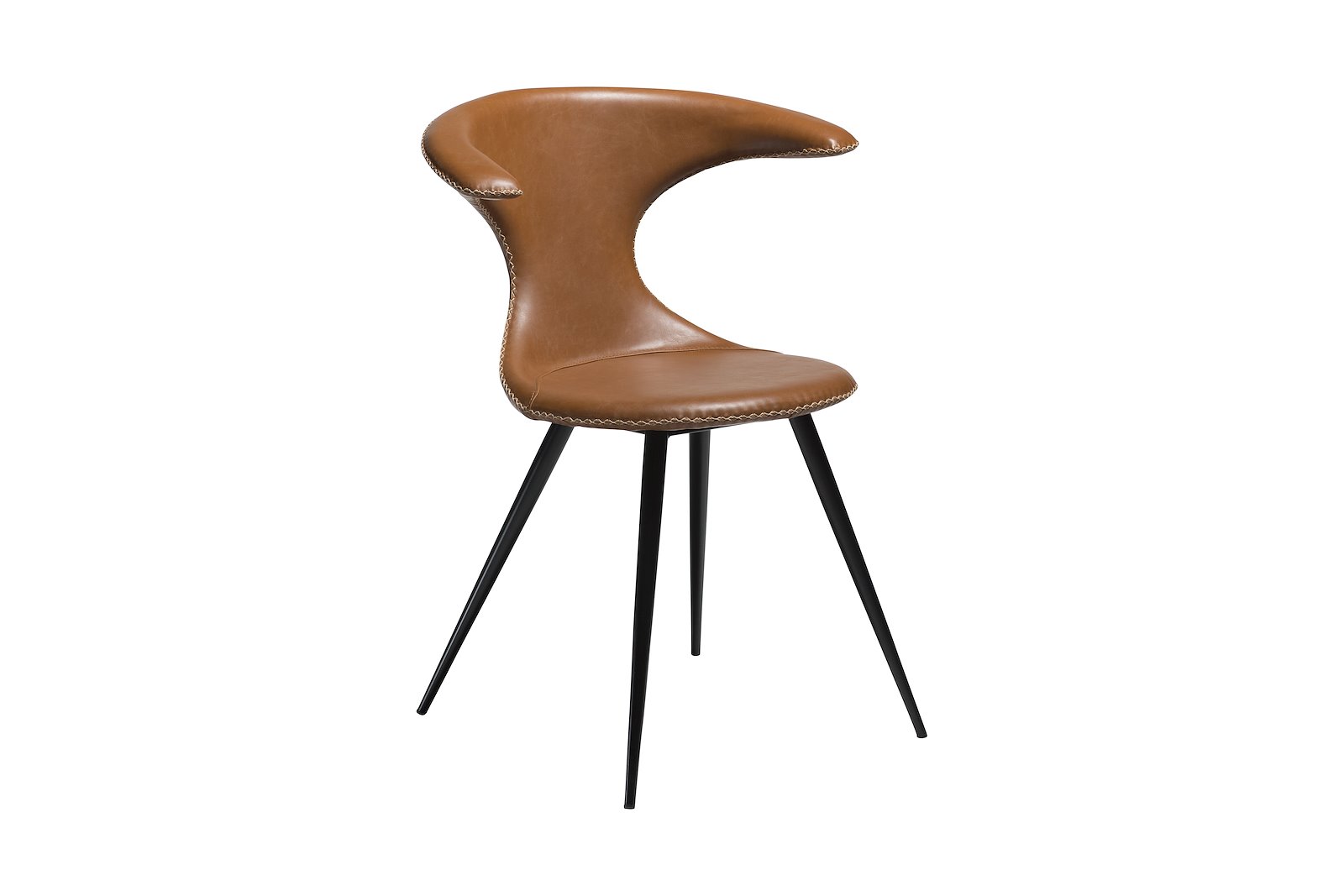 Flair spisestol PU Vintage Light Brown Art og sorte runde ben.