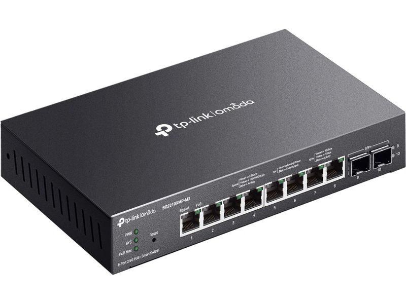 TP-Link PoE  Switch SG2210XMP-M2 10 Port Omada 8-Port 2.5 GBASE-T und 2-Port 10GE SFP  Smart Switch mit 8-Port PoE