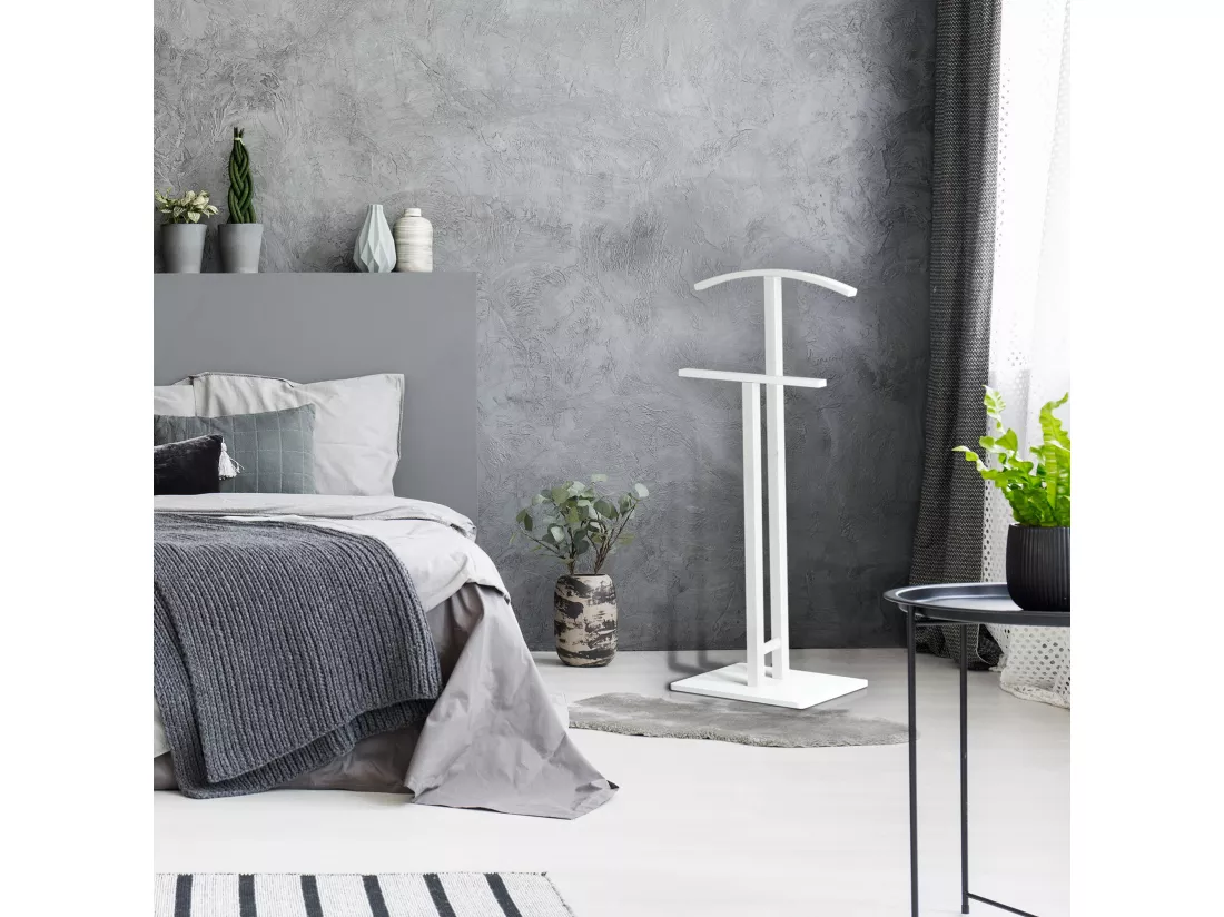 Valet de chambre - H105cm x L44cm x P29cm - bois coloris blanc - Nordique