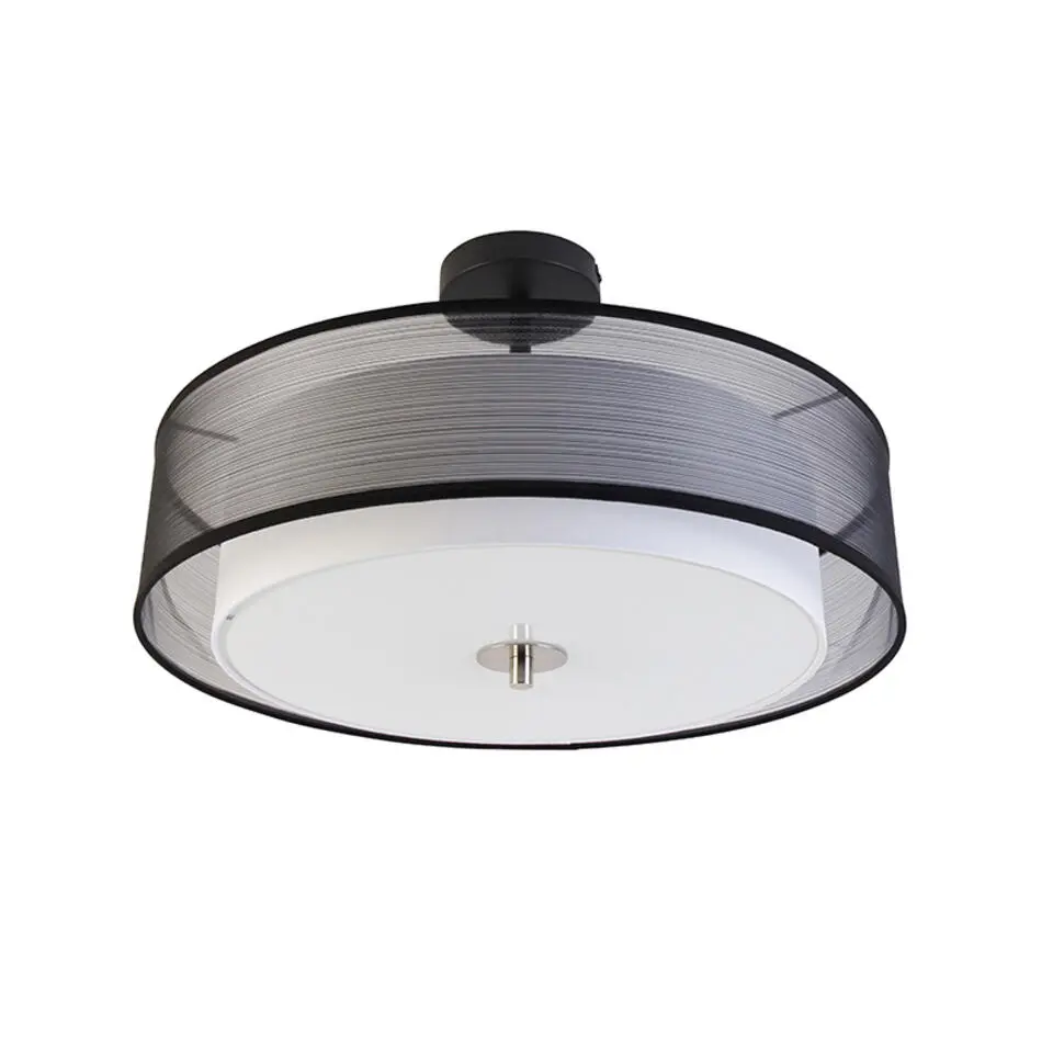 Qazqa plafondlampen drum-neutron zwart e27