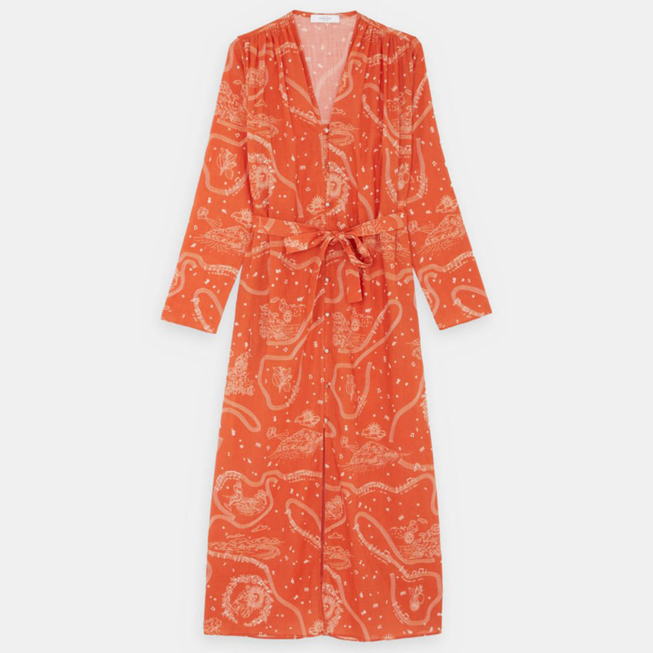 Roseanna Robe longue imprimée orange