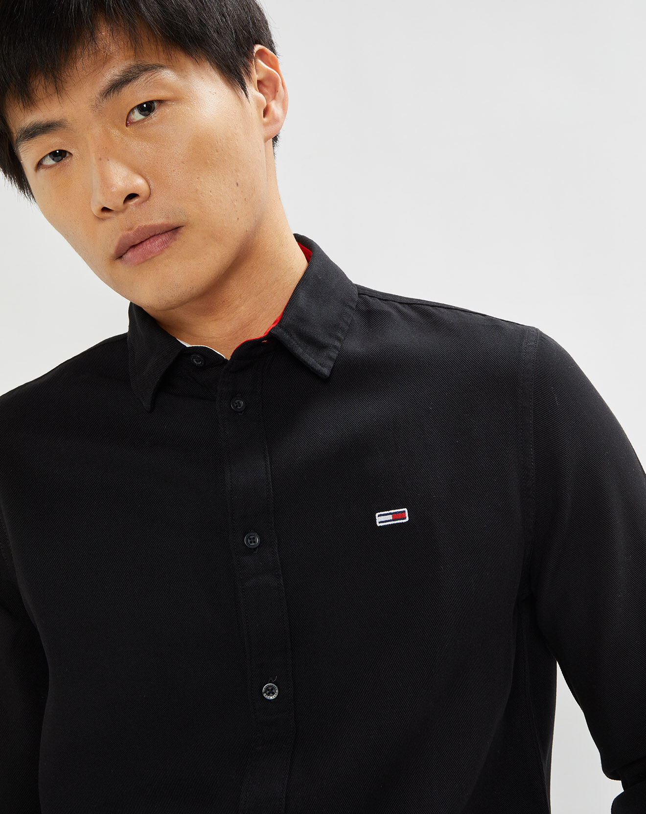 Tommy Jeans Chemise droite Tencel Mini Flag noire