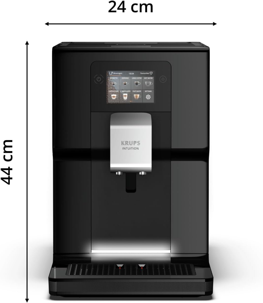 Krups Intuition Preference Kaffeevollautomat mit Smartphone-ähnlicher Bedienung, 3.5' Farb-Touchscreen, Smart Slide Technology, intuitives Lichtsystem, 11 Getränke, Milchbehälter, EA873810