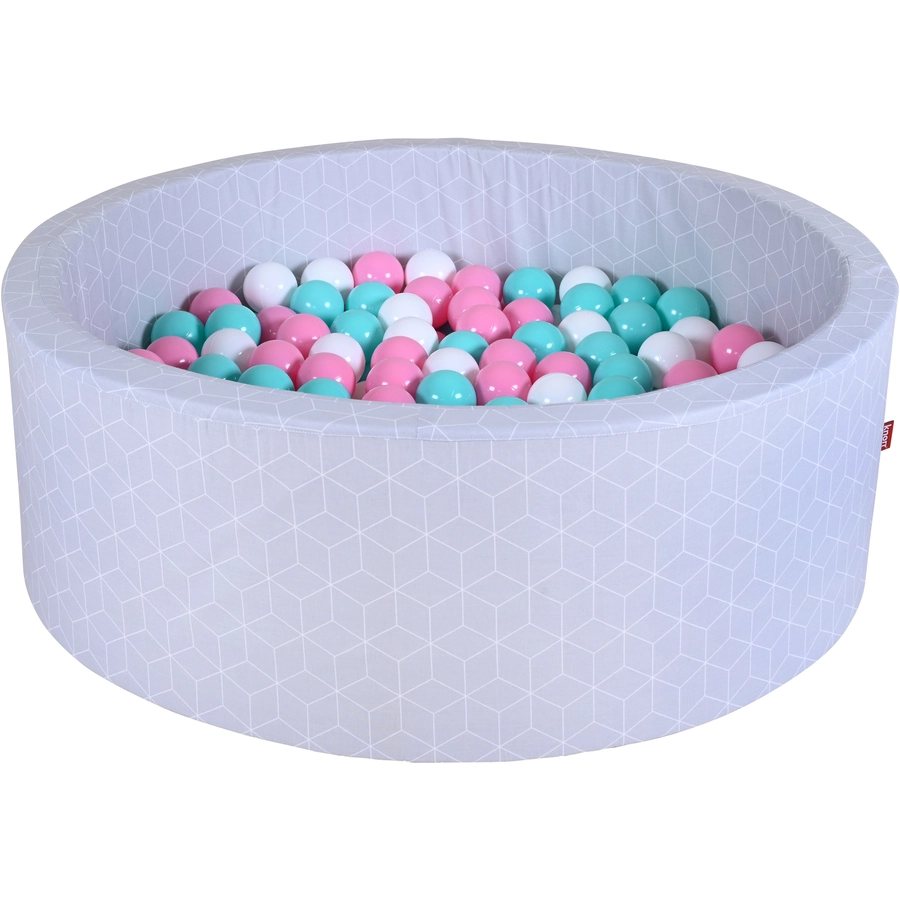 knorr toys® Bällebad soft - Geo cube grey - 300 balls rosecremelightblue grau
