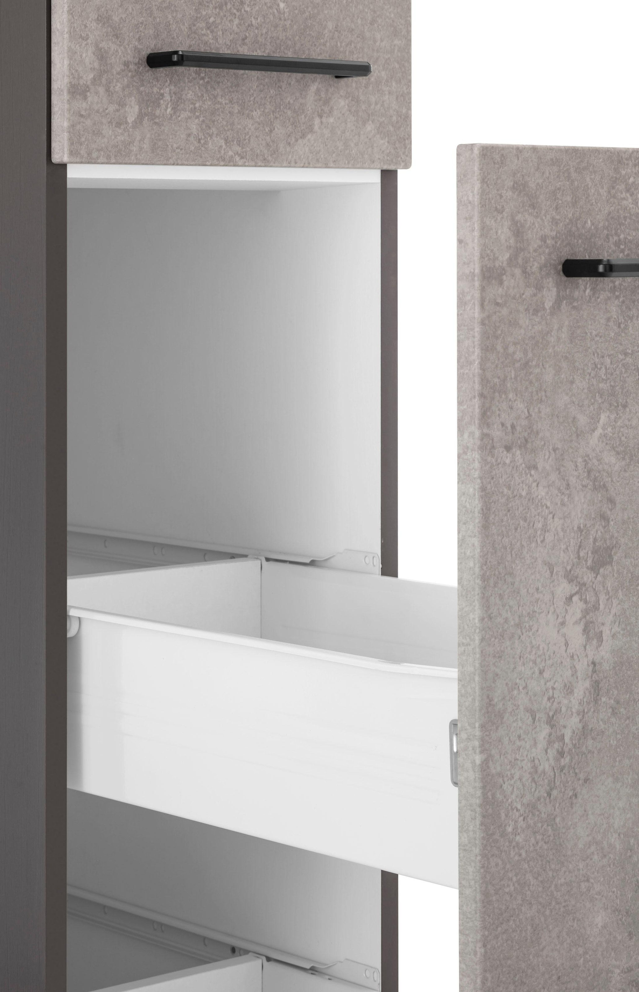 KOCHSTATION Apothekerschrank »KS-Tulsa« 30 cm breit, 200 cm hoch, mit 2 Auszügen, Metallgriff, MDF Front