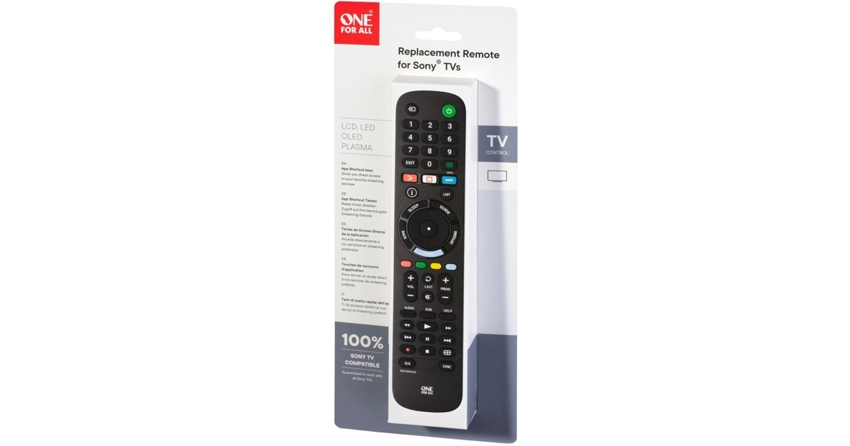One for allSony TV Replacement Remote afstandsbediening  (Zwart)