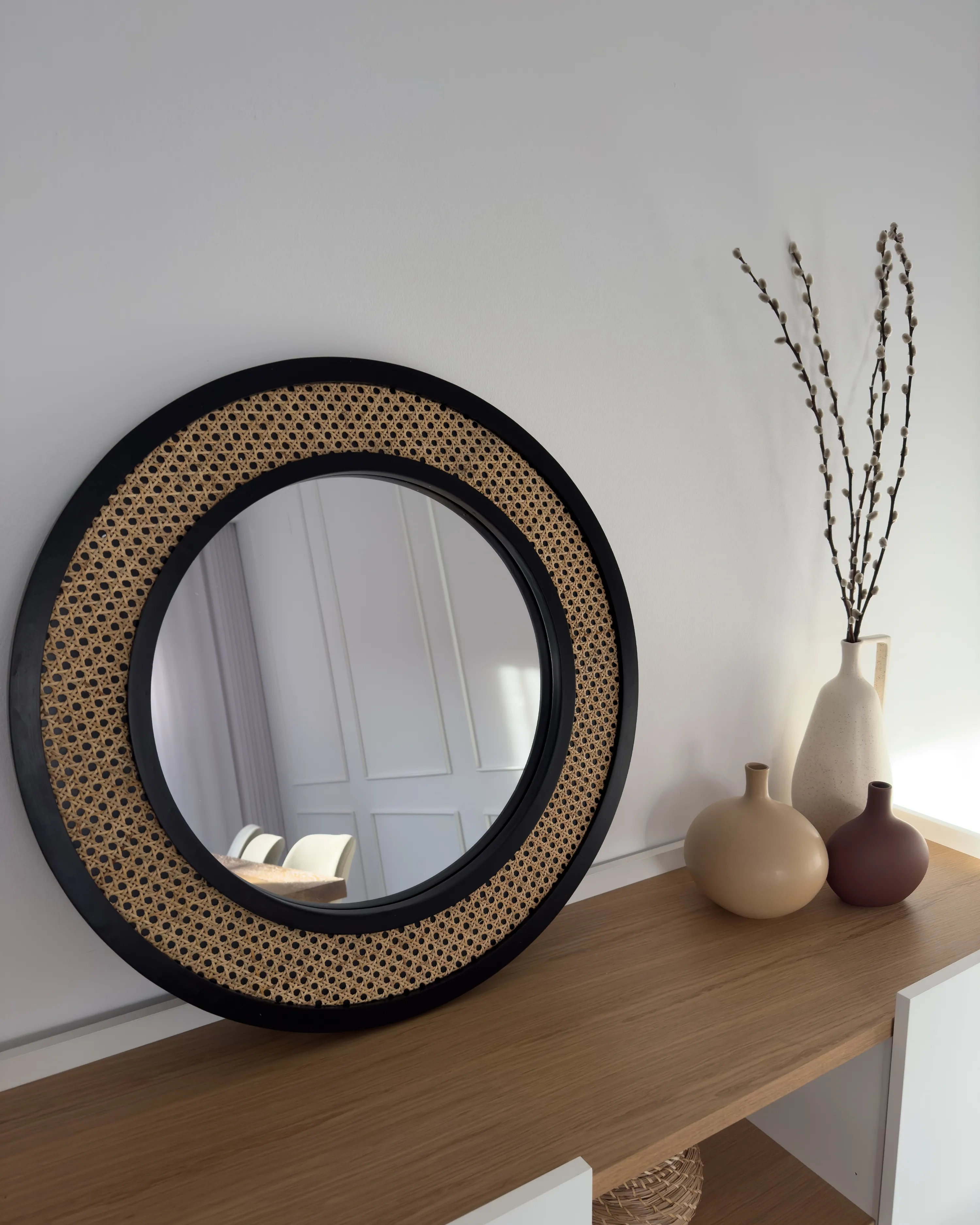 Wandspiegel CAMBRAI 70 cm 104 cm Rotan Natuurlijk